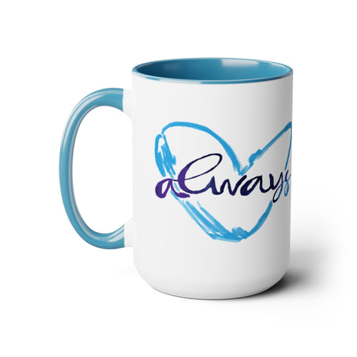 Always Heart Two - Tone Ceramic Coffee Mugs - Blue Cava