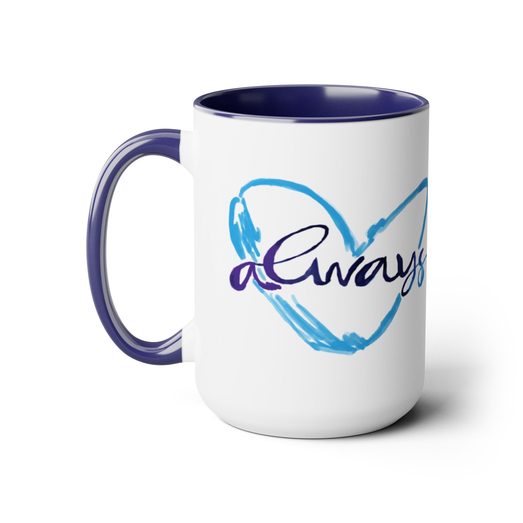 Always Heart Two - Tone Ceramic Coffee Mugs - Blue Cava