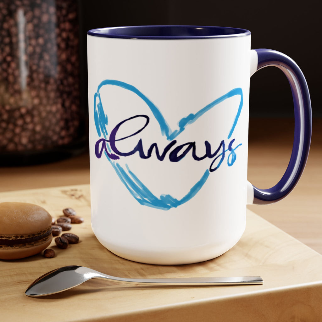 Always Heart Two - Tone Ceramic Coffee Mugs - Blue Cava