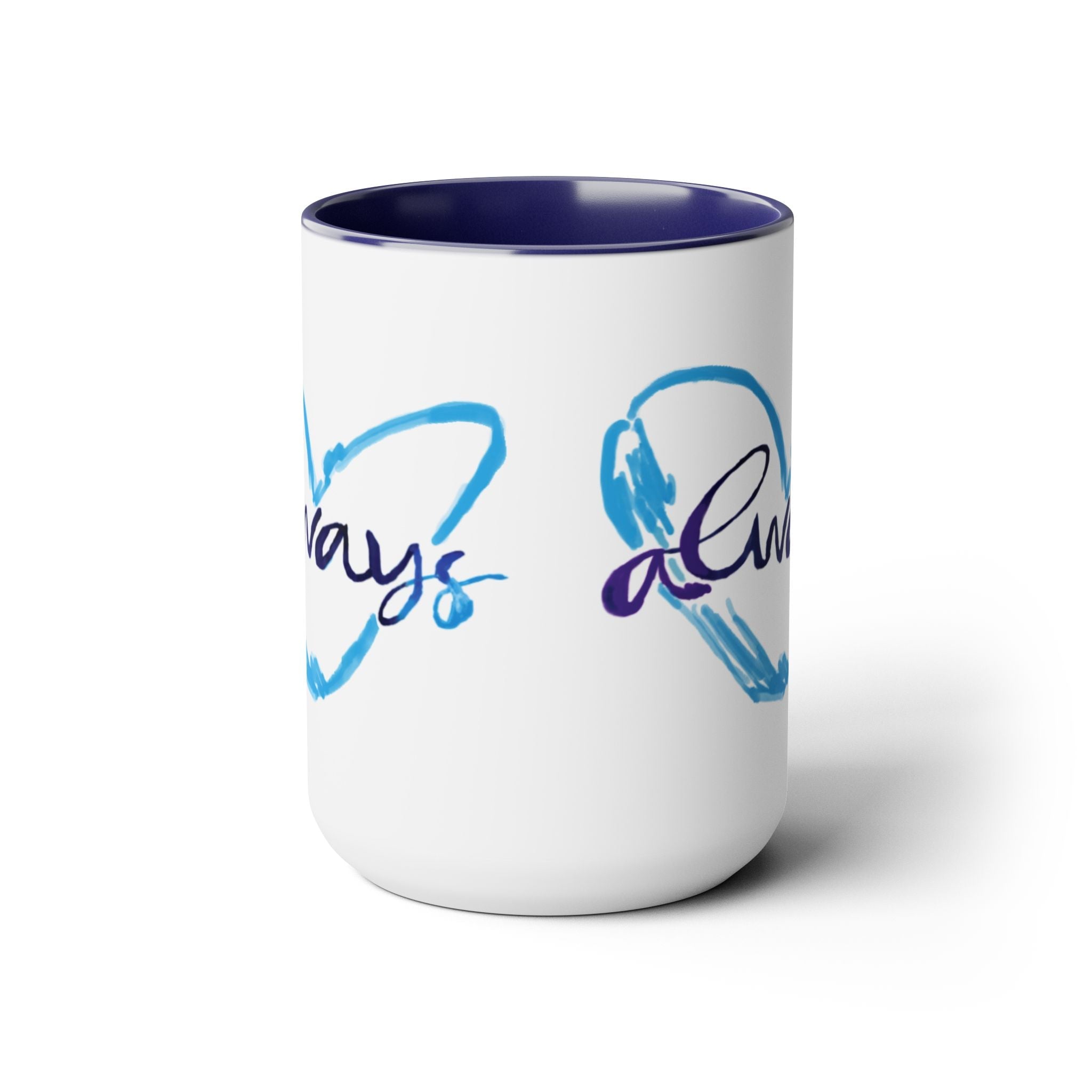 Always Heart Two - Tone Ceramic Coffee Mugs - Blue Cava