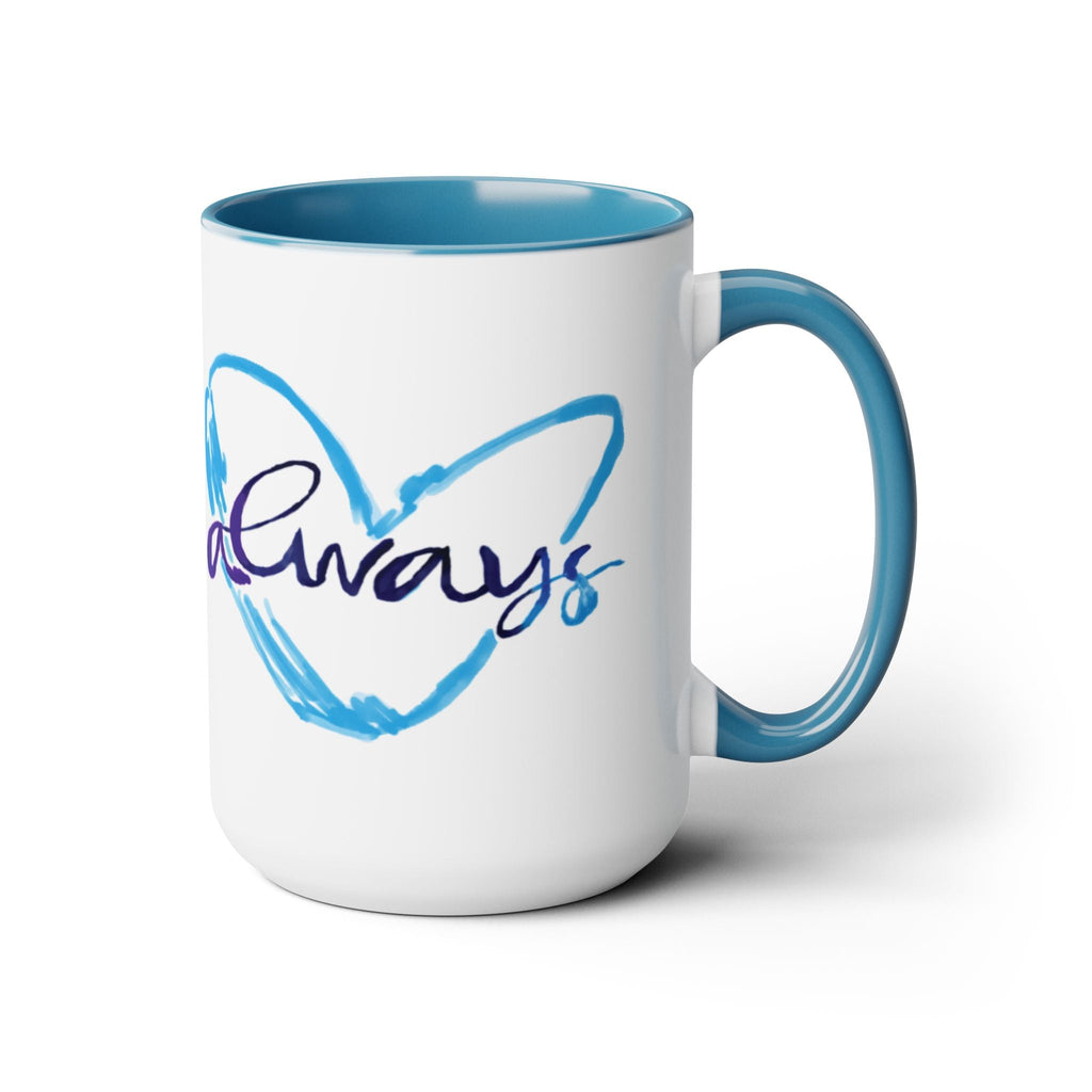 Always Heart Two - Tone Ceramic Coffee Mugs - Blue Cava