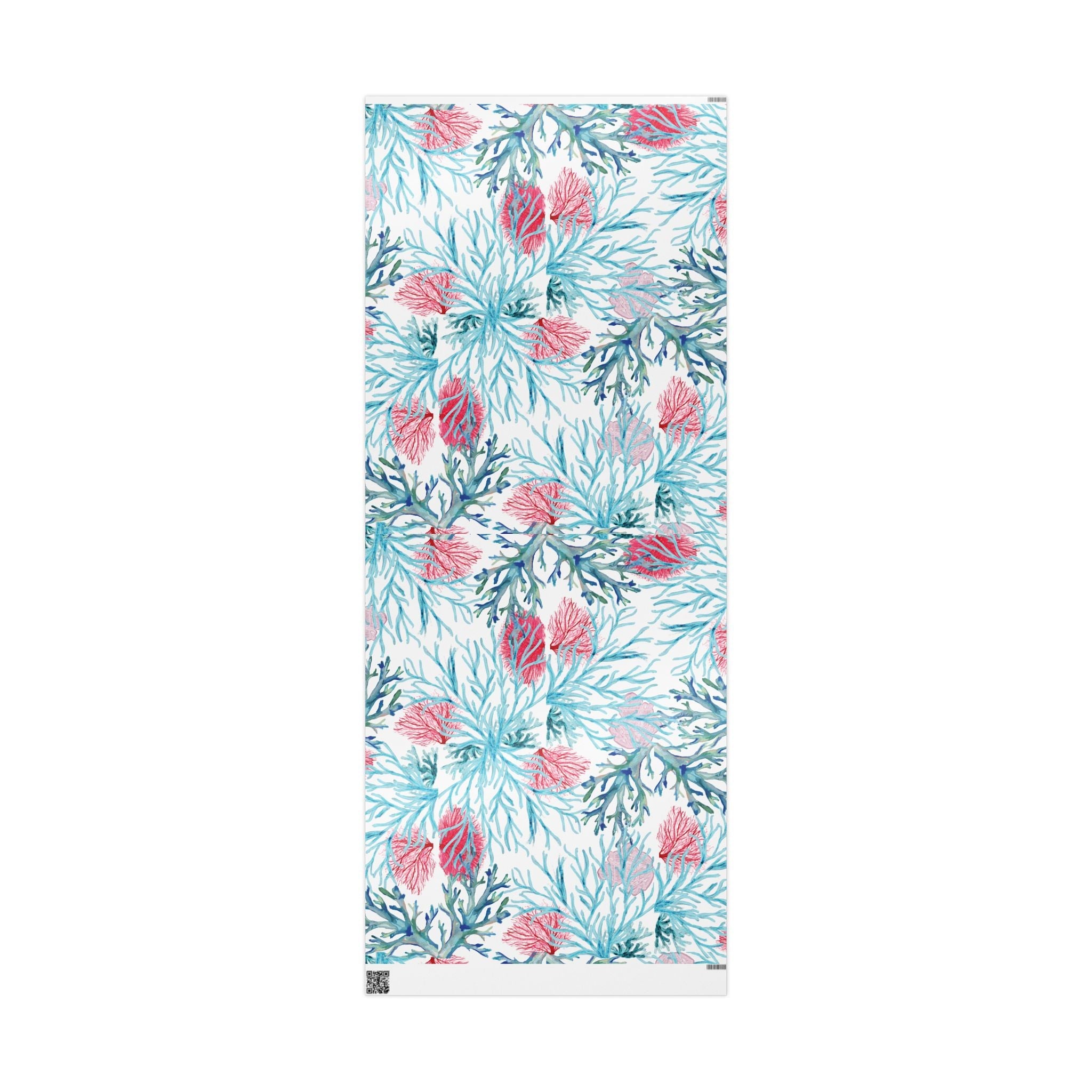 Aquatic Coral Wrapping Paper - Vibrant Coral Design for Gifting - Blue Cava