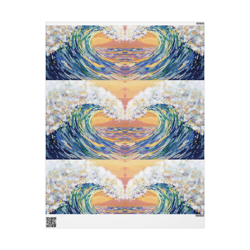 Artistic Ocean Wave Wrapping Paper - Eco-Friendly - Blue Cava