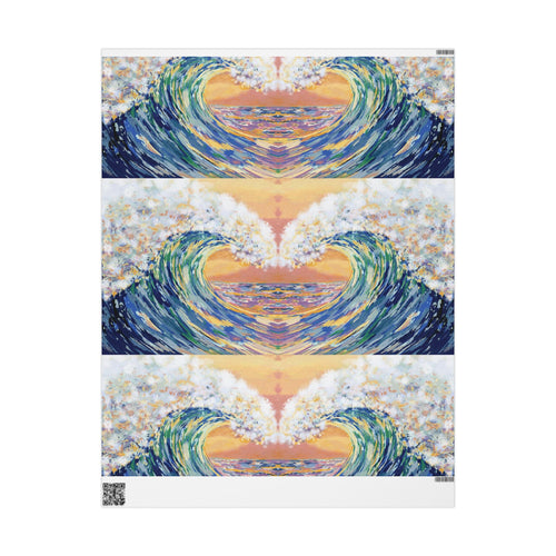 Artistic Ocean Wave Wrapping Paper - Eco - Friendly - Blue Cava