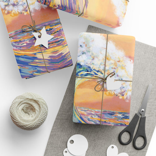 Artistic Ocean Wave Wrapping Paper - Eco-Friendly - Blue Cava