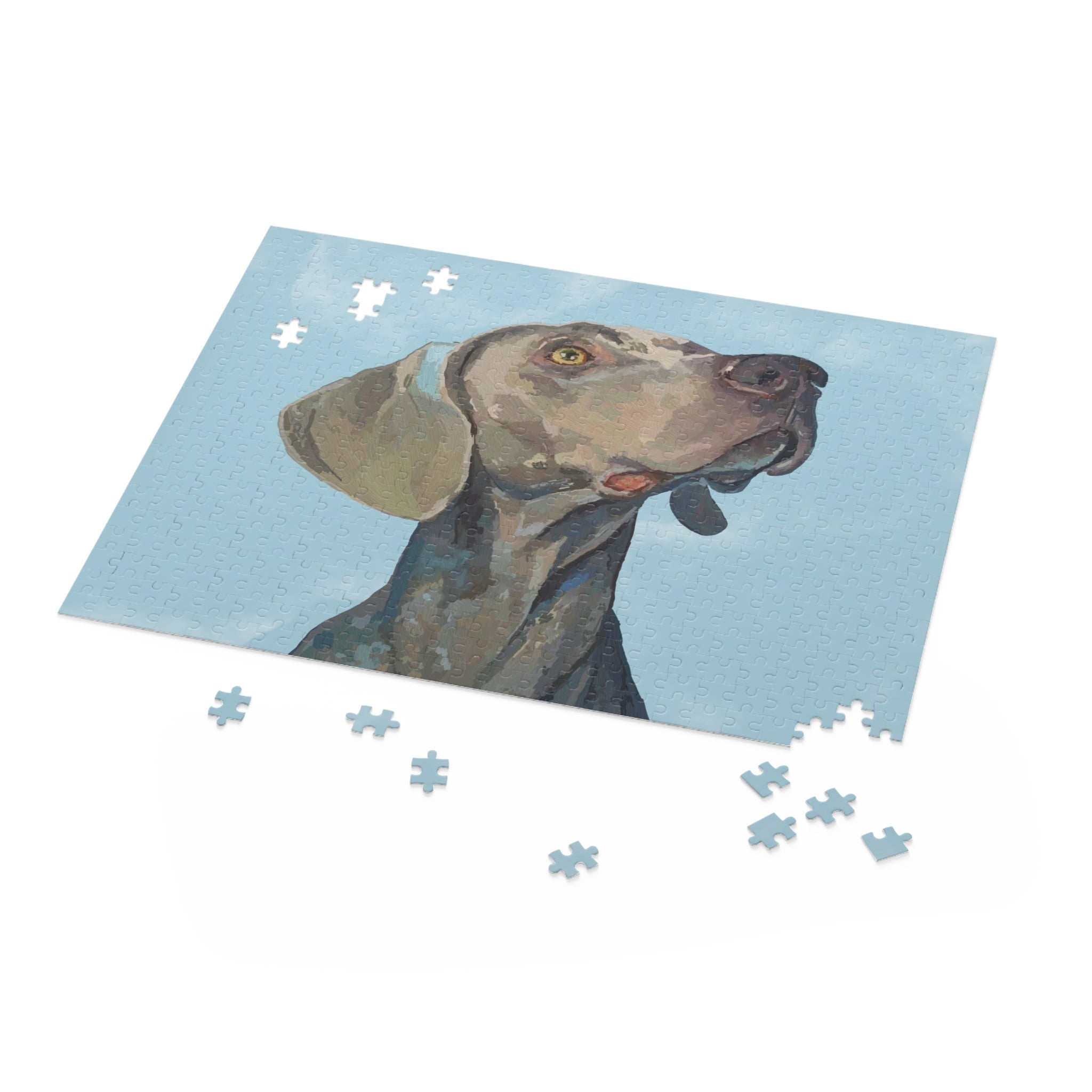 Artistic Weimaraner Dog Puzzle - 120/252/500 Piece - Blue Cava
