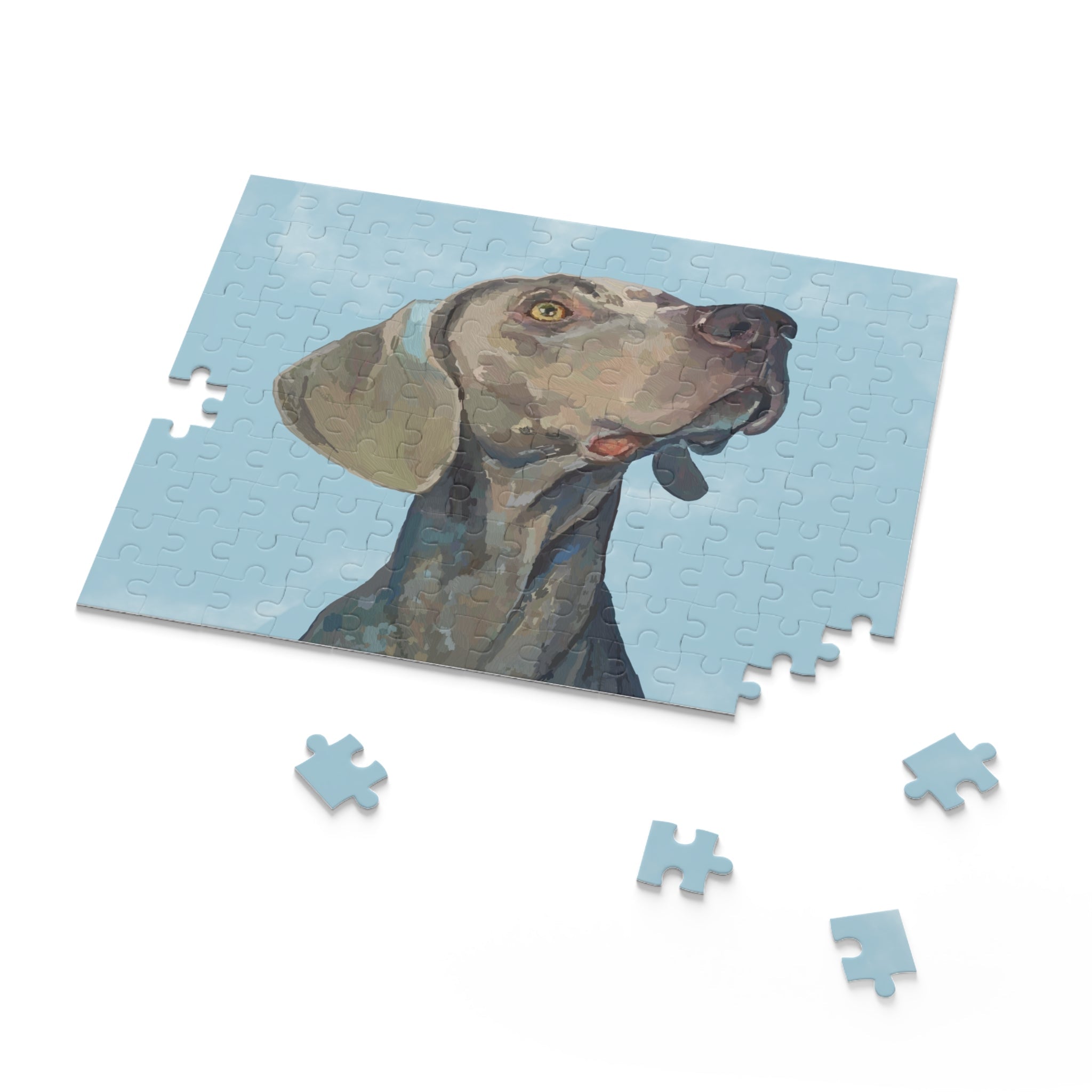 Artistic Weimaraner Dog Puzzle - 120/252/500 Piece - Blue Cava