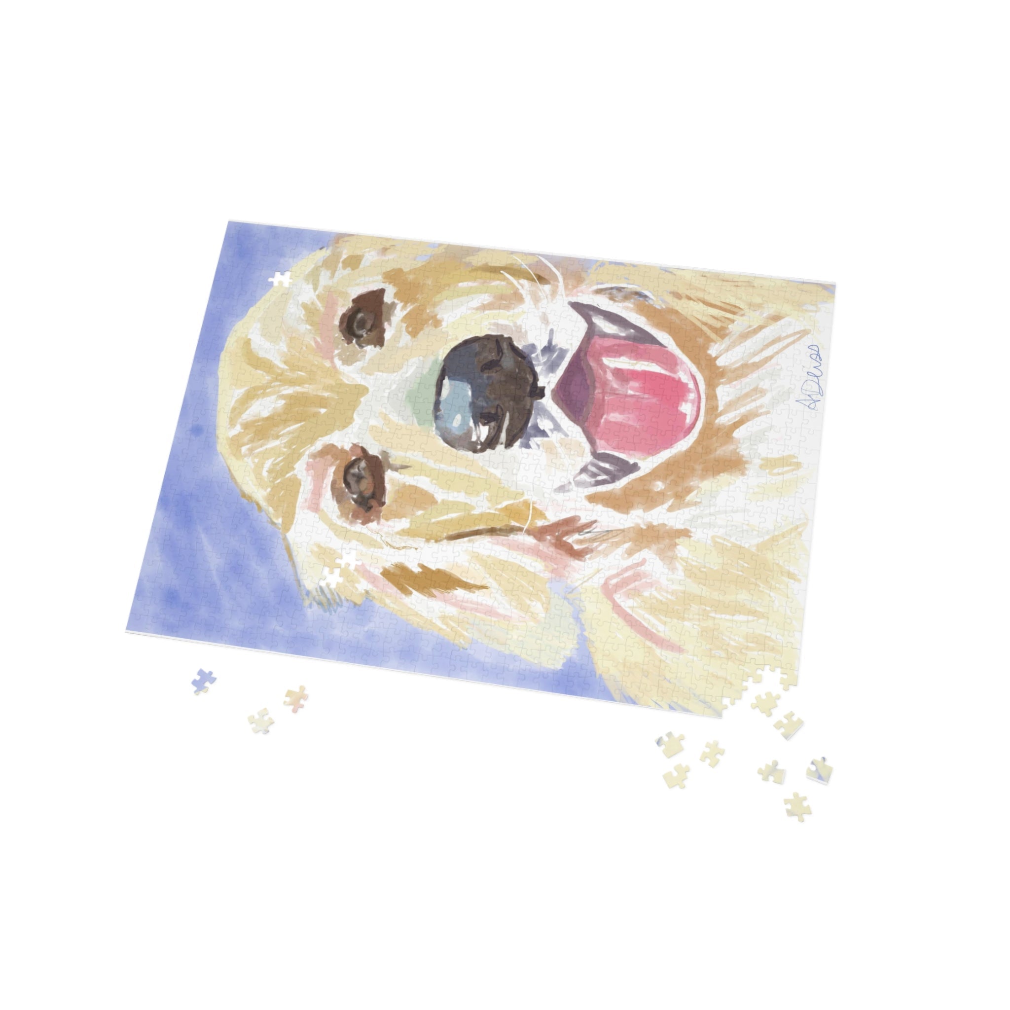 'Asher' Golden Retriever 1000 - Piece Puzzle - Blue Cava