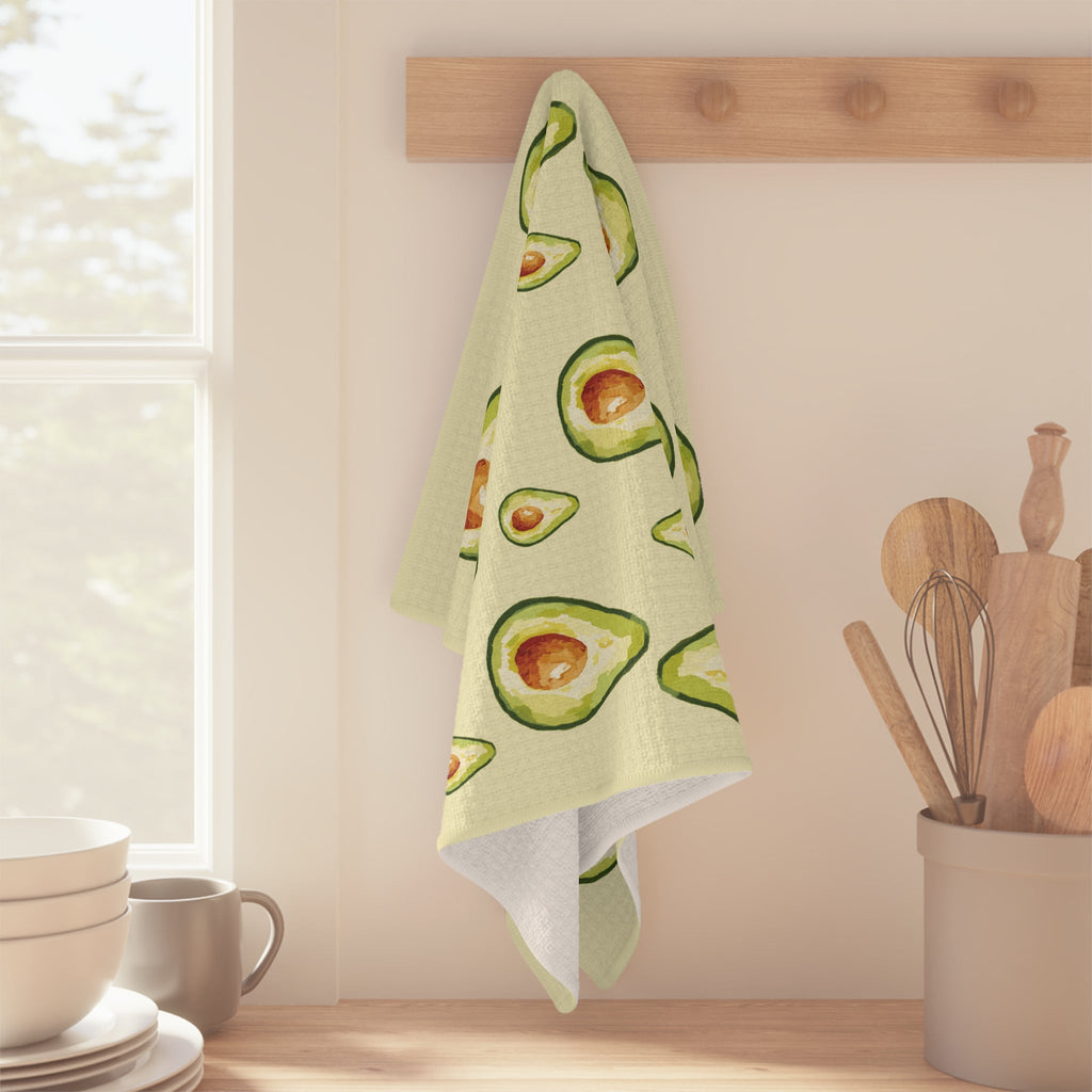 Avocado Microfiber Waffle Kitchen Towel - Blue Cava