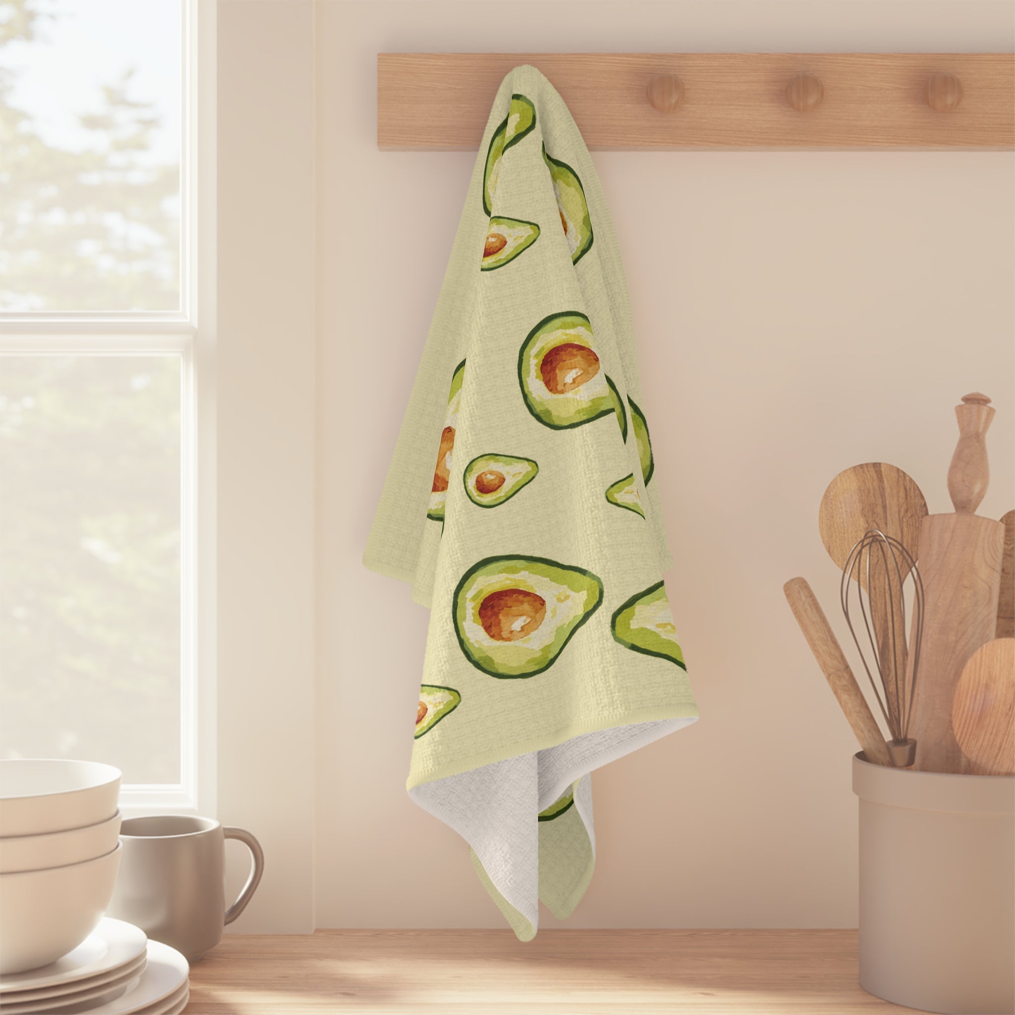 Avocado Microfiber Waffle Kitchen Towel - Blue Cava