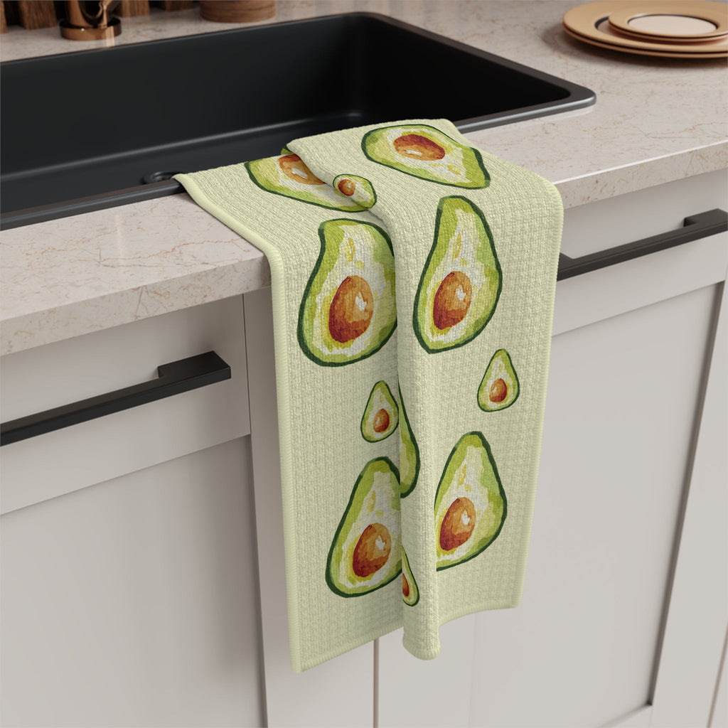 Avocado Microfiber Waffle Kitchen Towel - Blue Cava