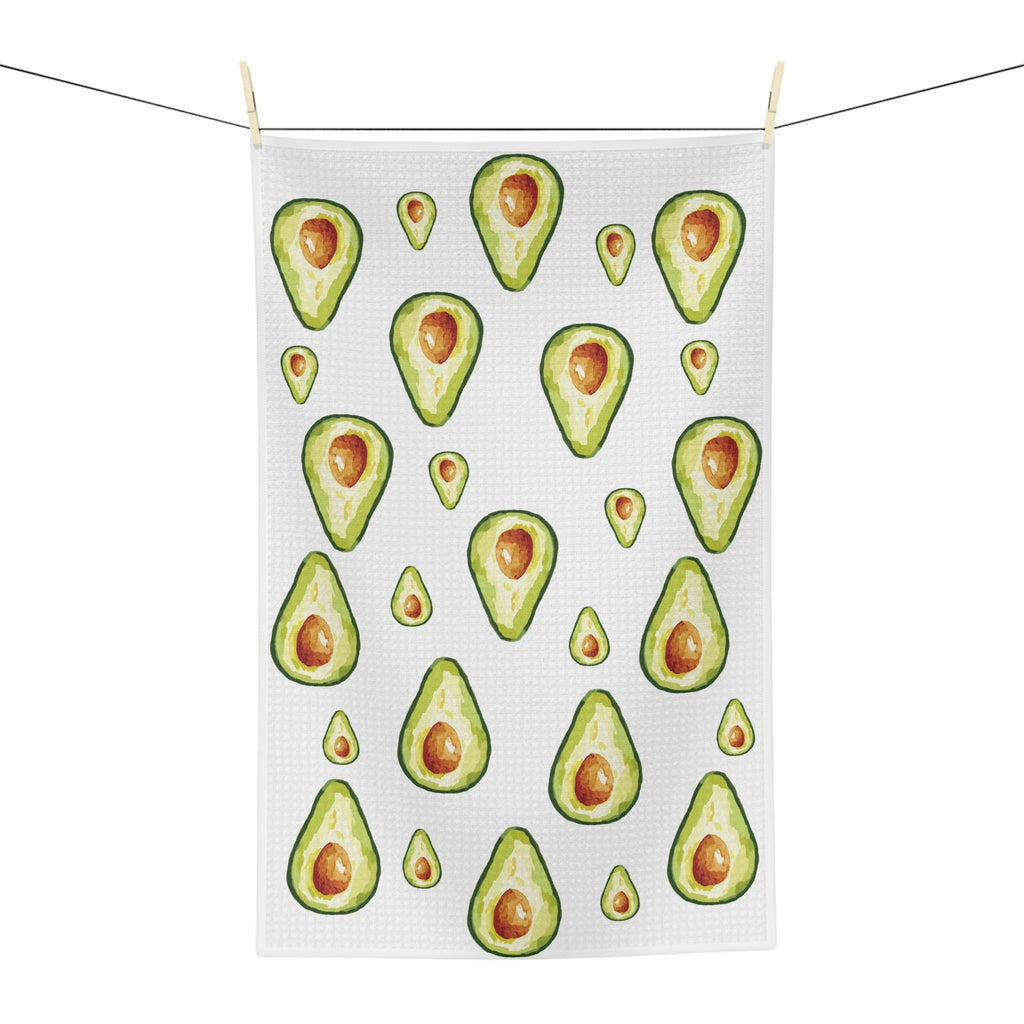 Avocado Pattern Microfiber Waffle Kitchen Towel - Blue Cava