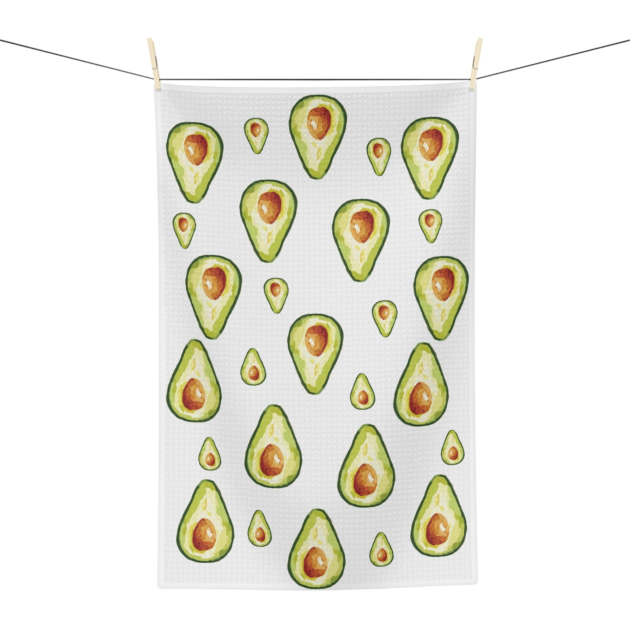 Avocado Pattern Microfiber Waffle Kitchen Towel - Blue Cava