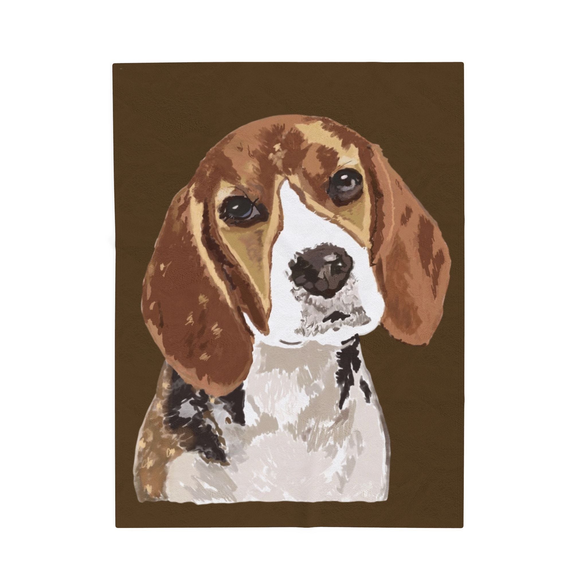 Beagle Portrait Velveteen Plush Blanket - Blue Cava