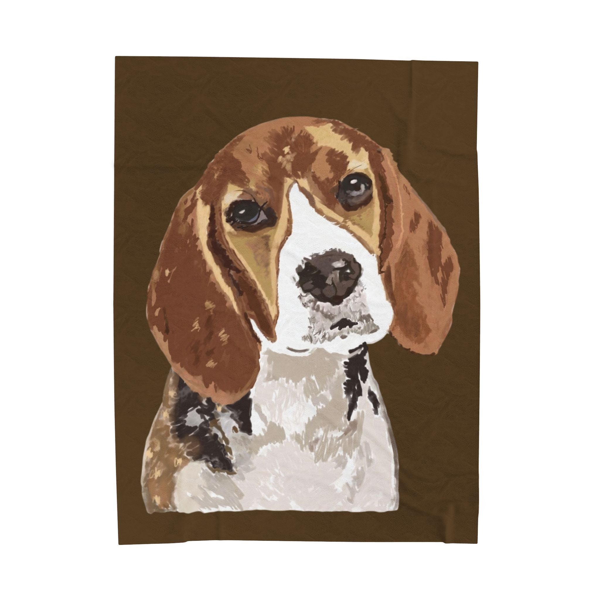 Beagle Portrait Velveteen Plush Blanket - Blue Cava