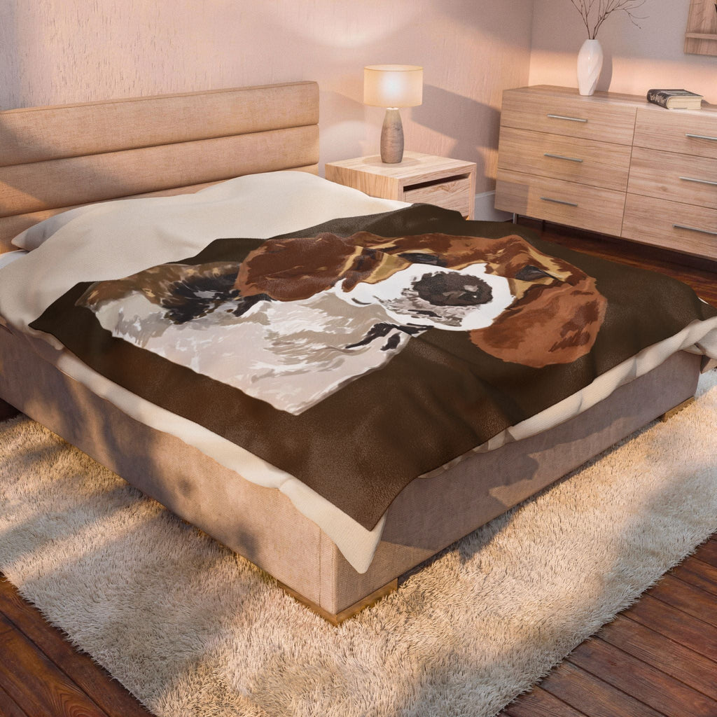Beagle Portrait Velveteen Plush Blanket - Blue Cava