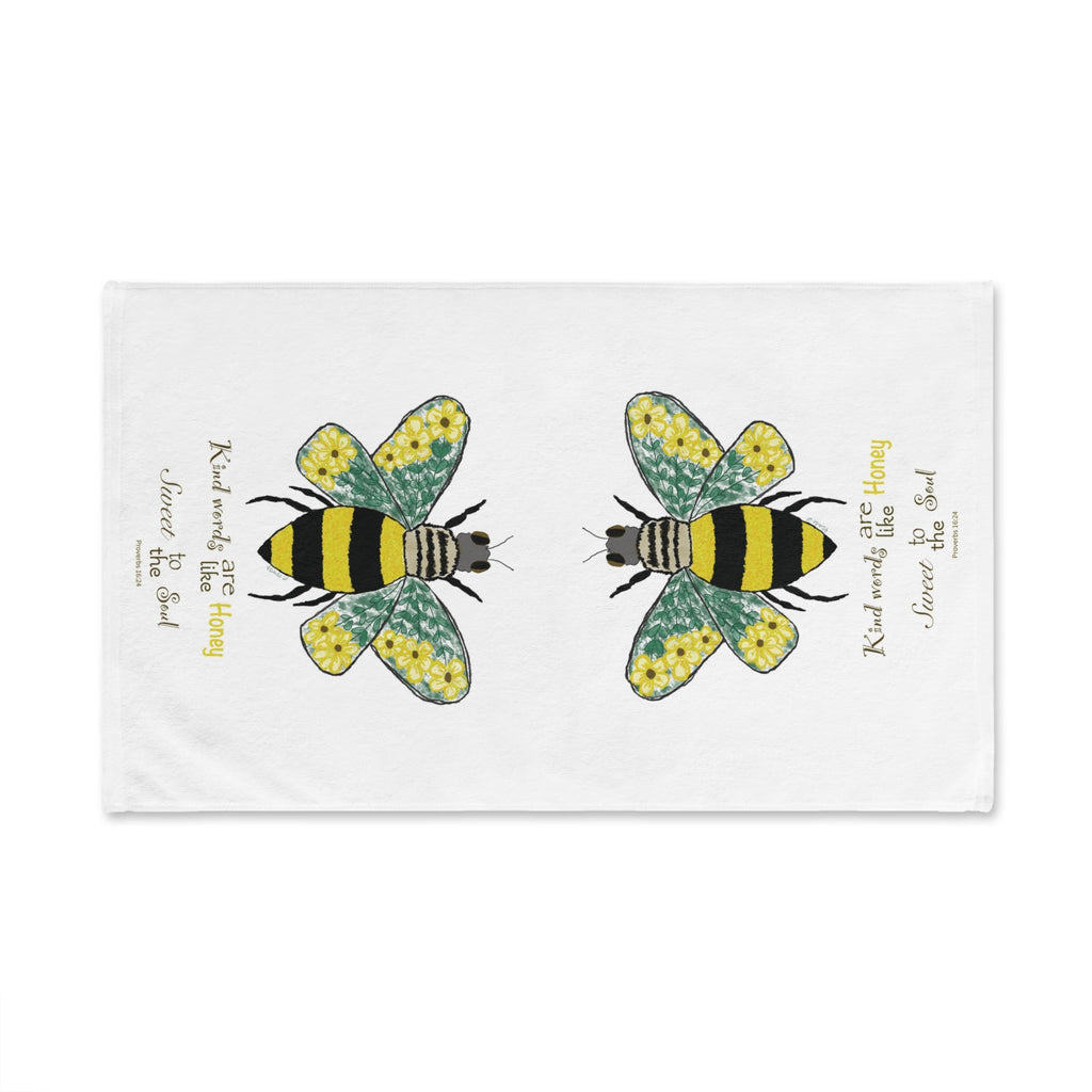 Bee Flower Cotton Hand Towel - Blue Cava