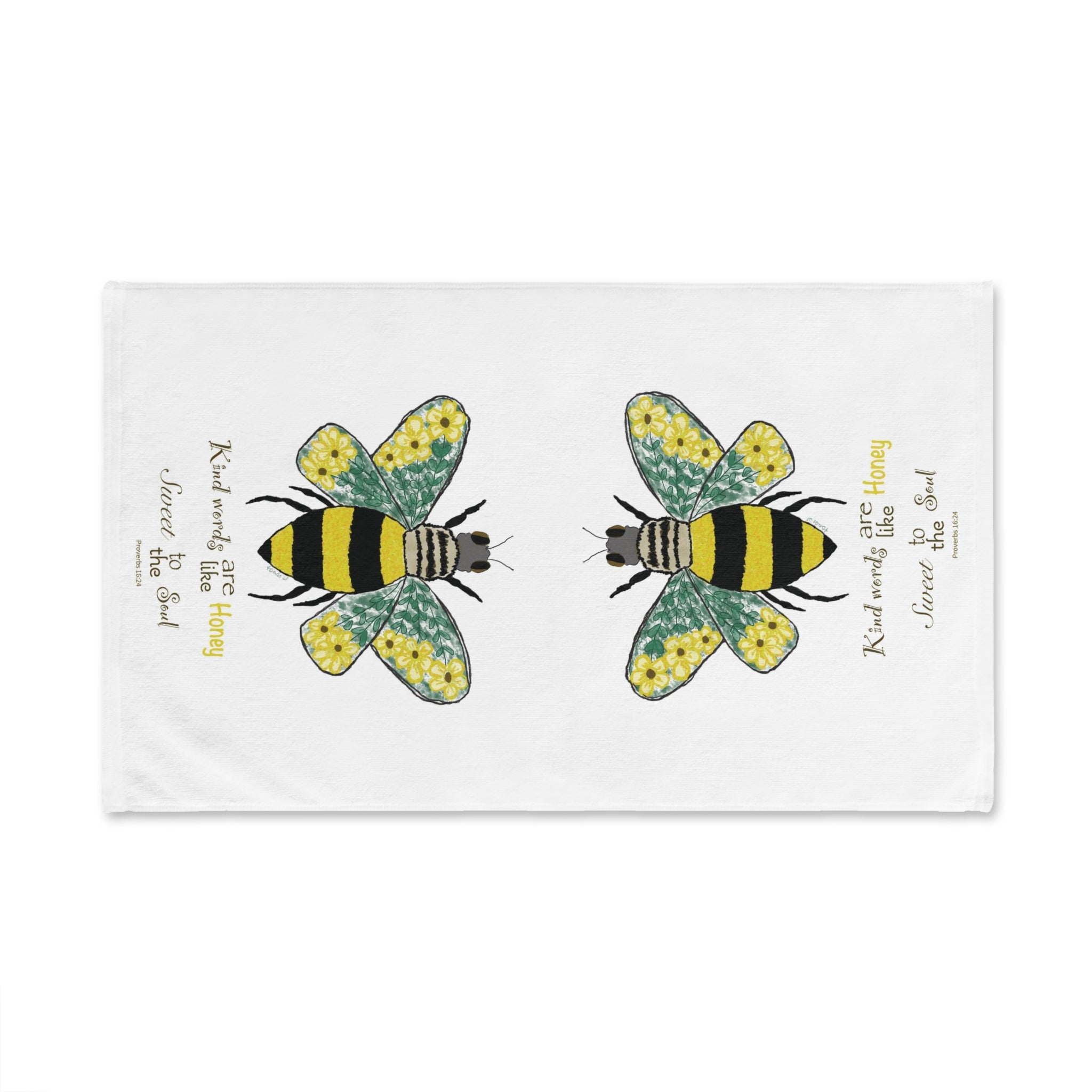 Bee Flower Cotton Hand Towel - Blue Cava