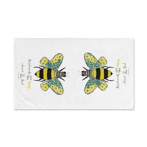 Bee Flower Cotton Hand Towel - Blue Cava