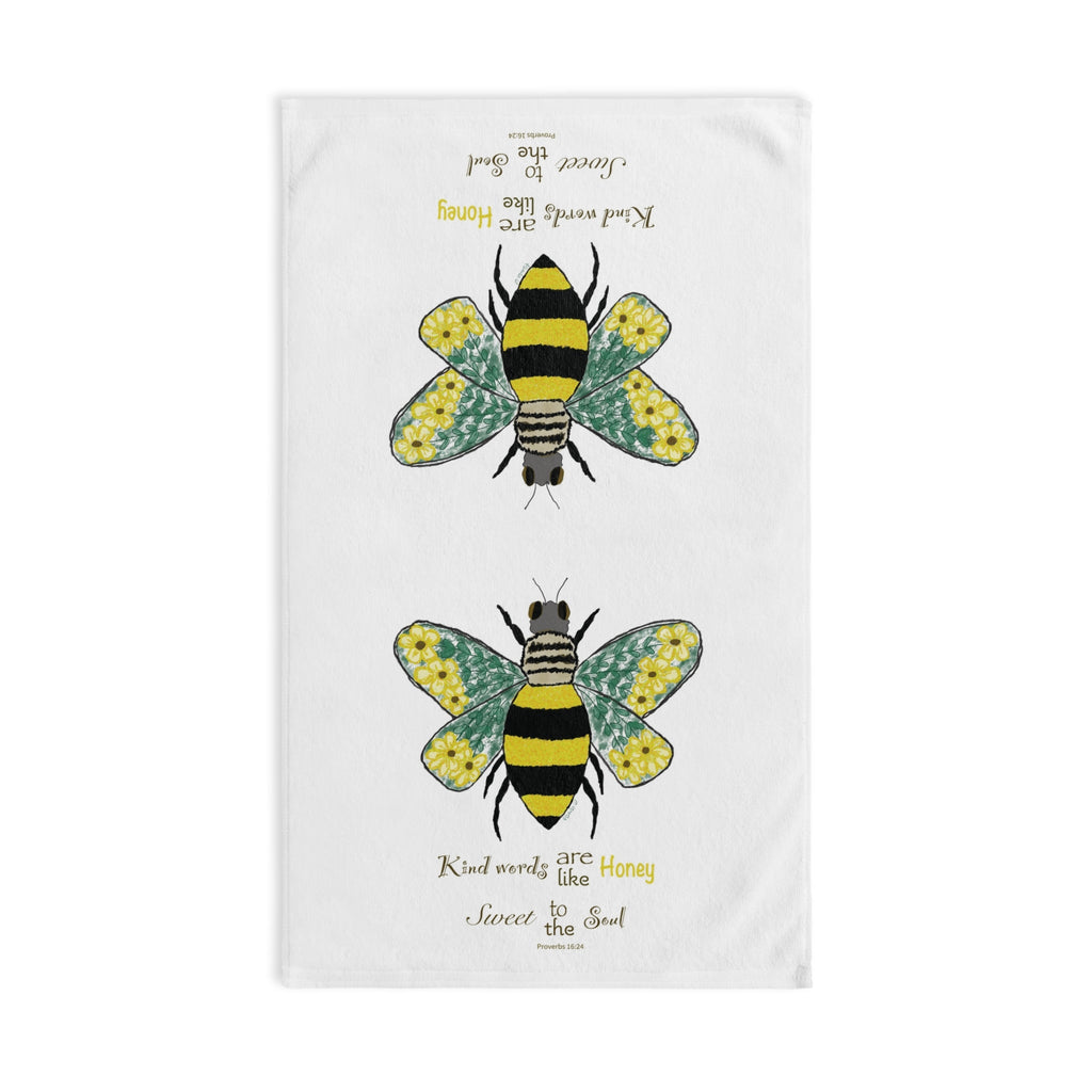 Bee Flower Cotton Hand Towel - Blue Cava