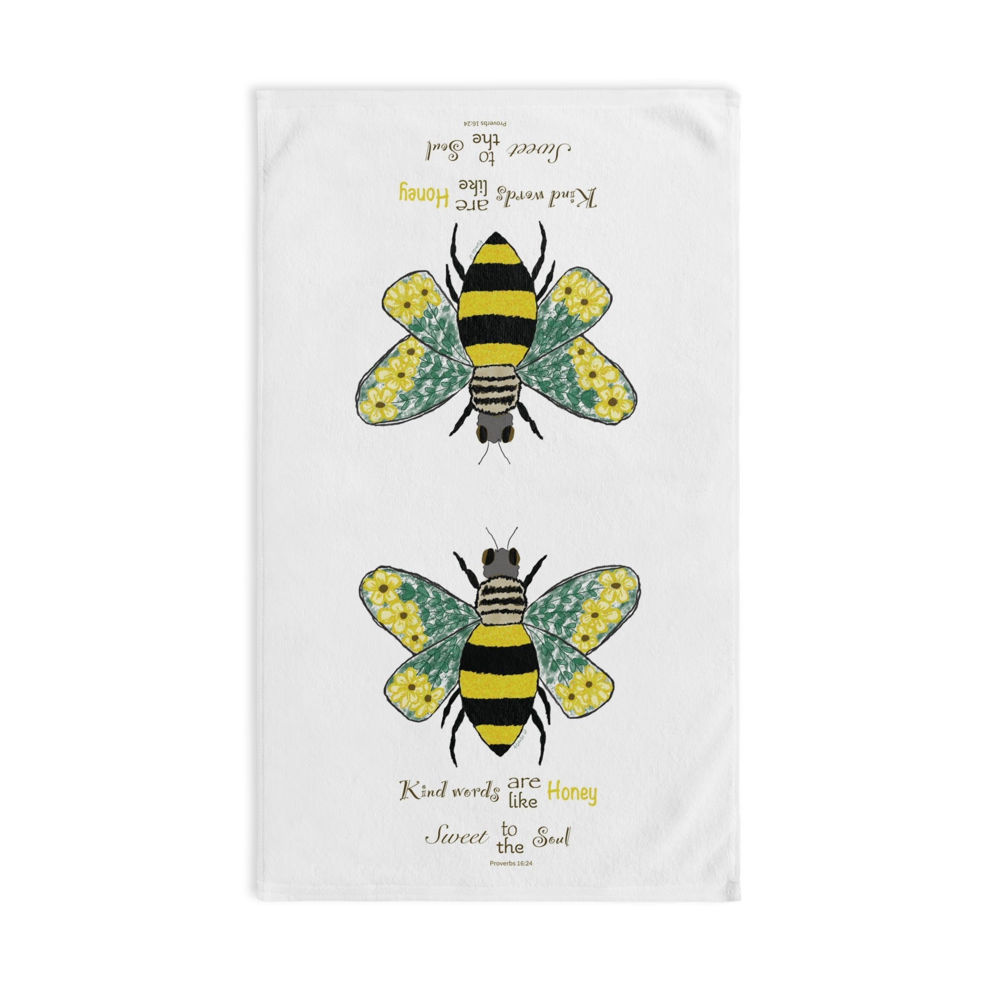 Bee Flower Cotton Hand Towel - Blue Cava
