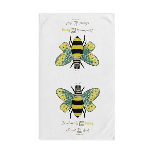 Bee Flower Cotton Hand Towel - Blue Cava