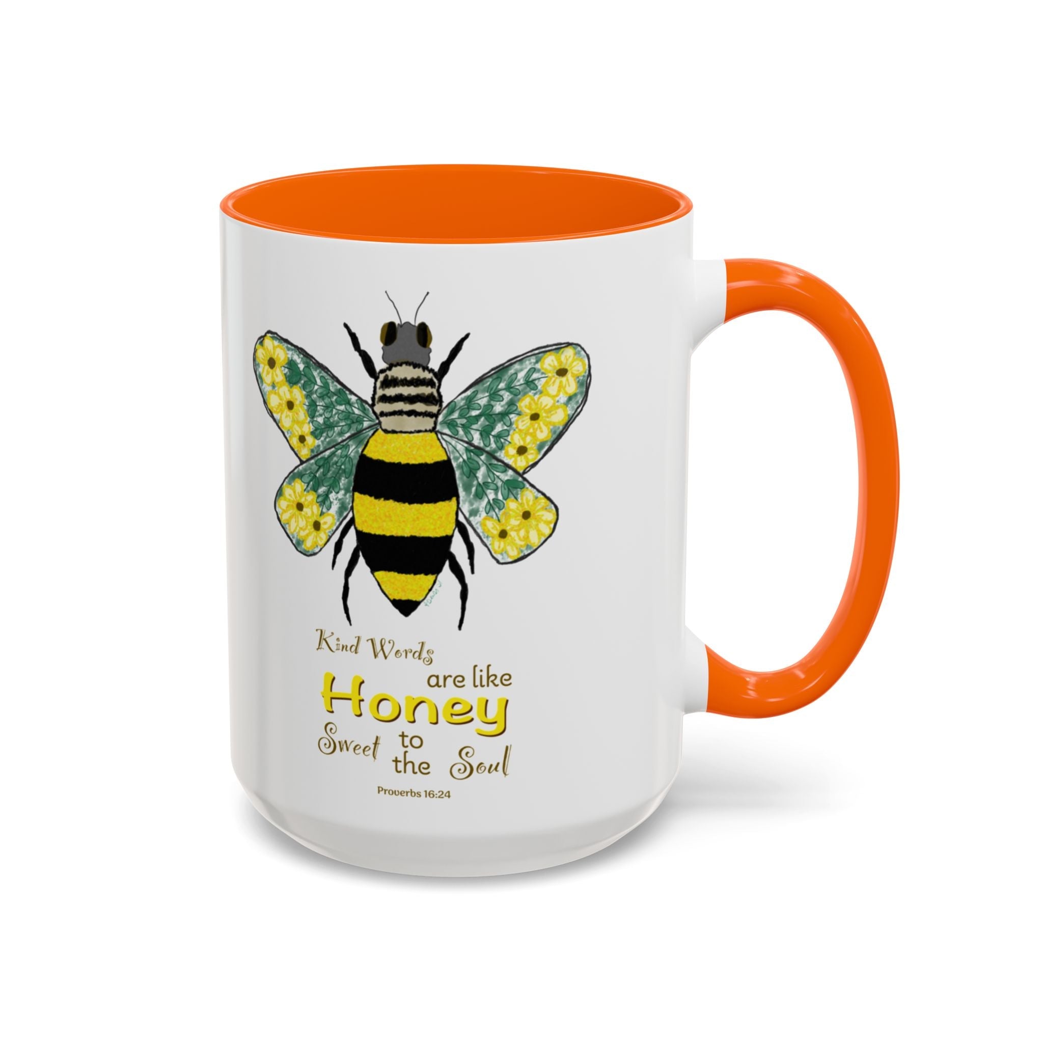 Bee Flower Two Tone Ceramic Coffee Mugs - Blue Cava