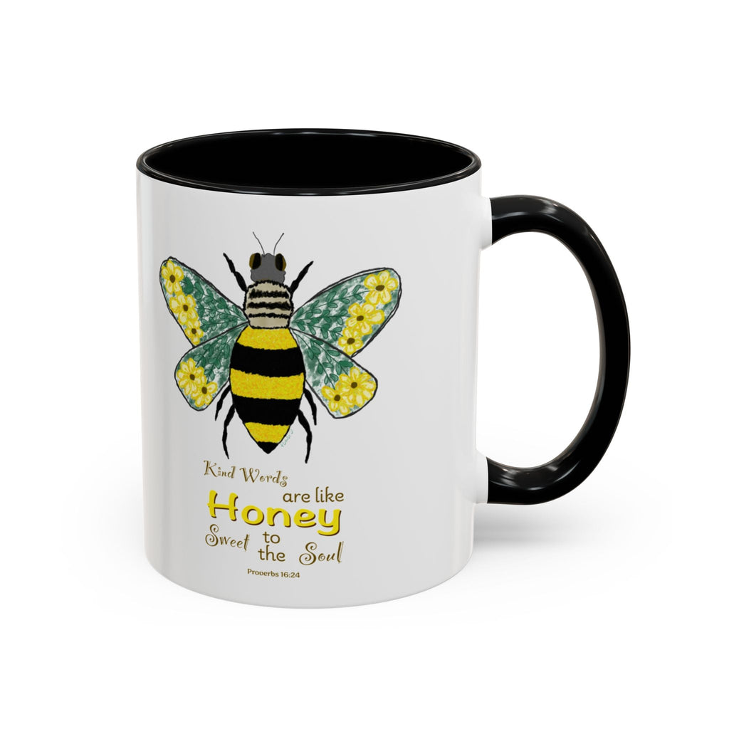 Bee Flower Two Tone Ceramic Coffee Mugs - Blue Cava