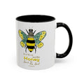 Bee Flower Two Tone Ceramic Coffee Mugs - Blue Cava