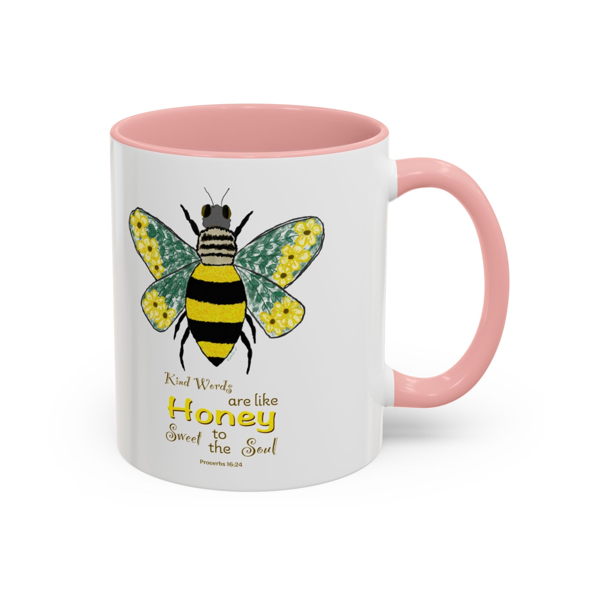 Bee Flower Two Tone Ceramic Coffee Mugs - Blue Cava