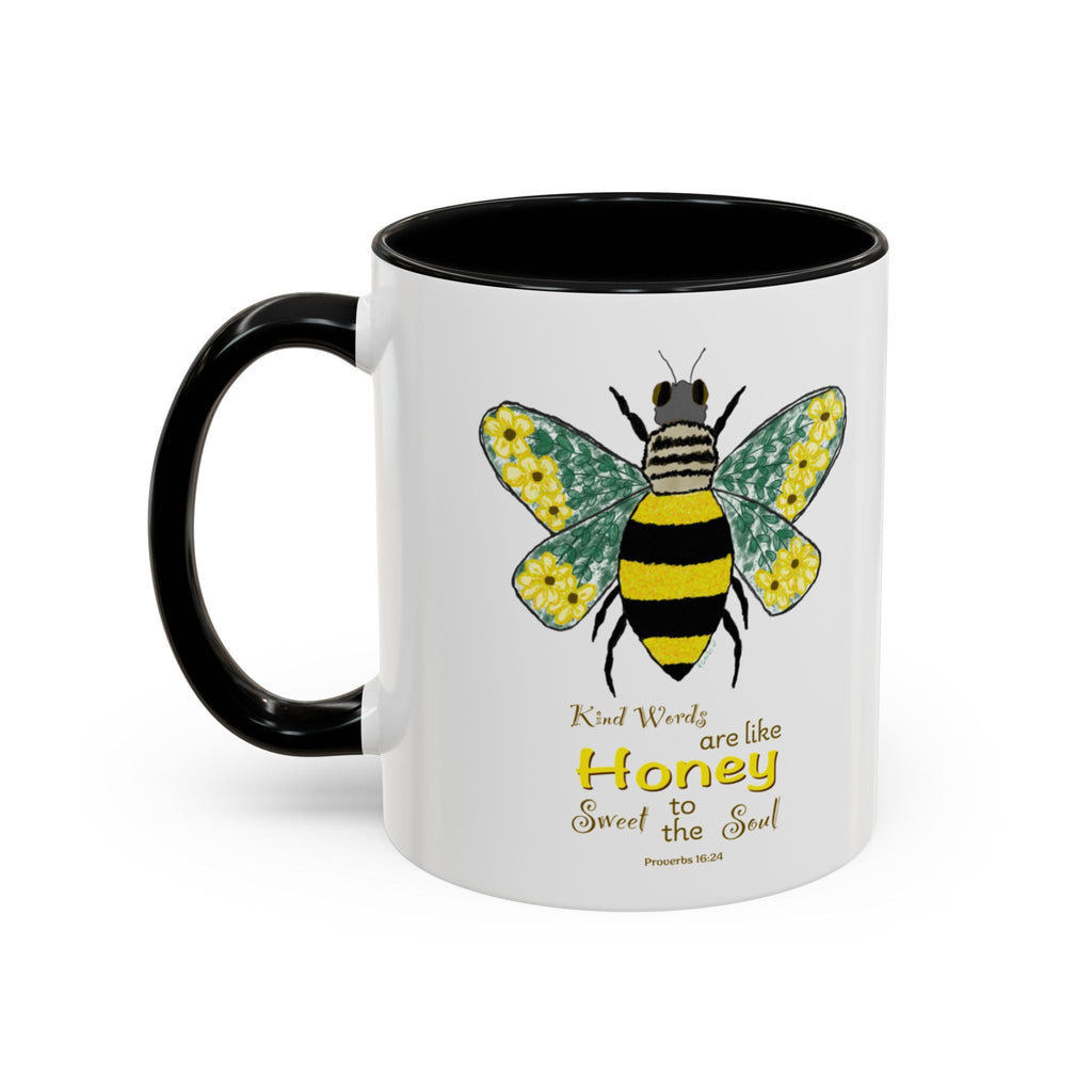 Bee Flower Two Tone Ceramic Coffee Mugs - Blue Cava