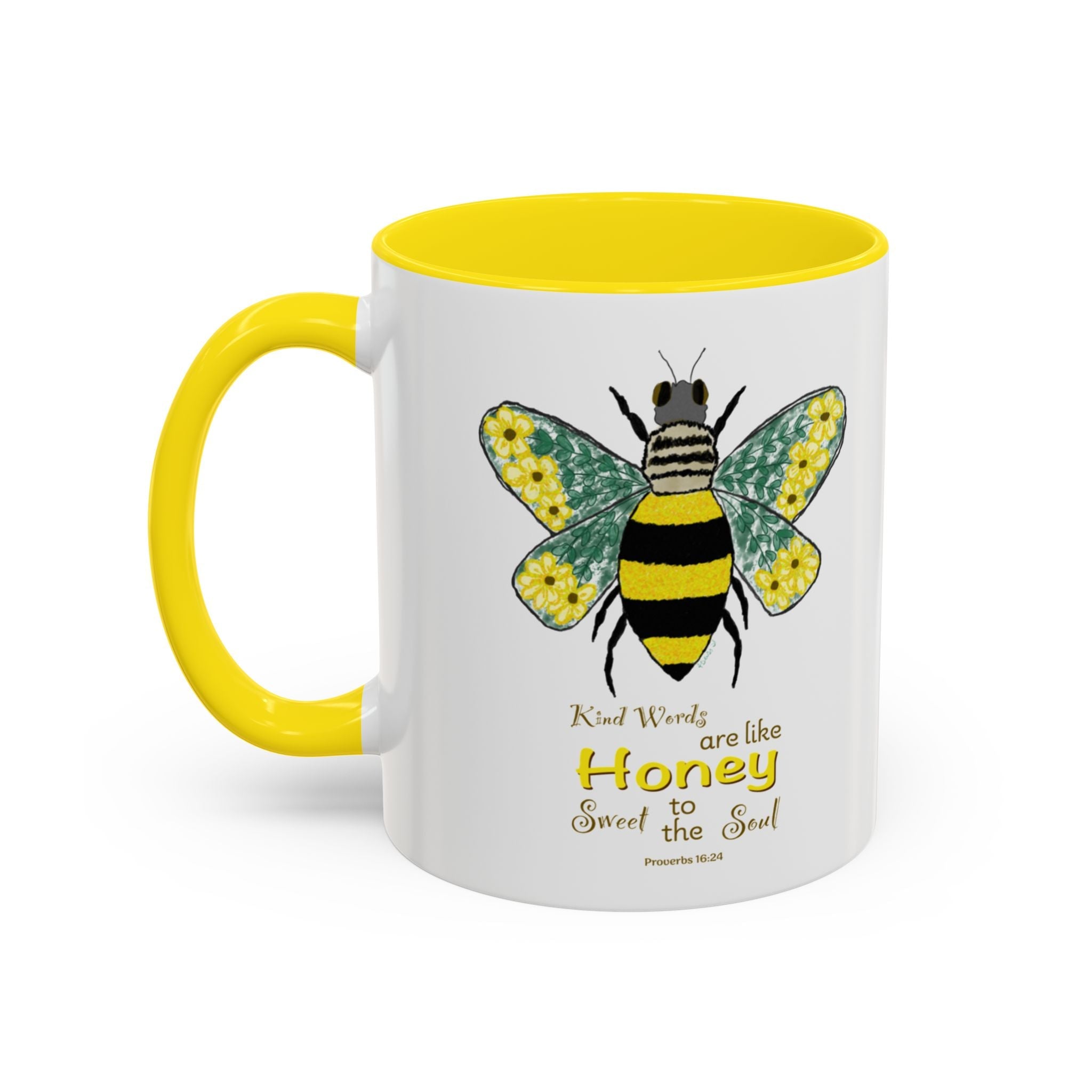 Bee Flower Two Tone Ceramic Coffee Mugs - Blue Cava