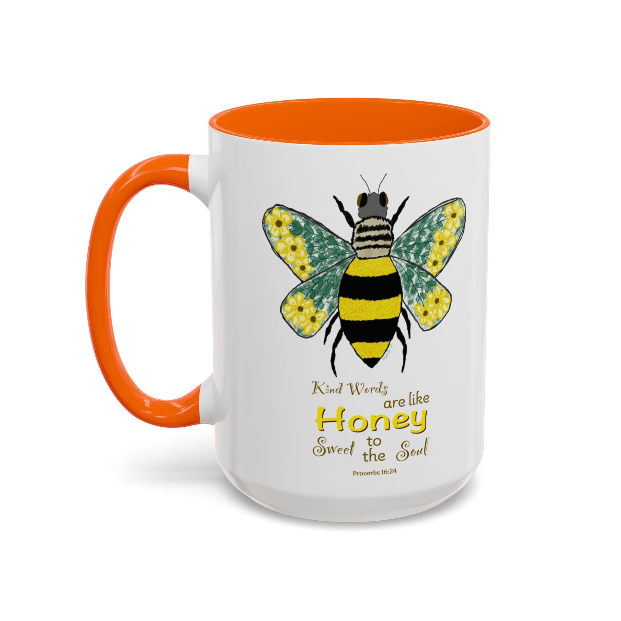 Bee Flower Two Tone Ceramic Coffee Mugs - Blue Cava