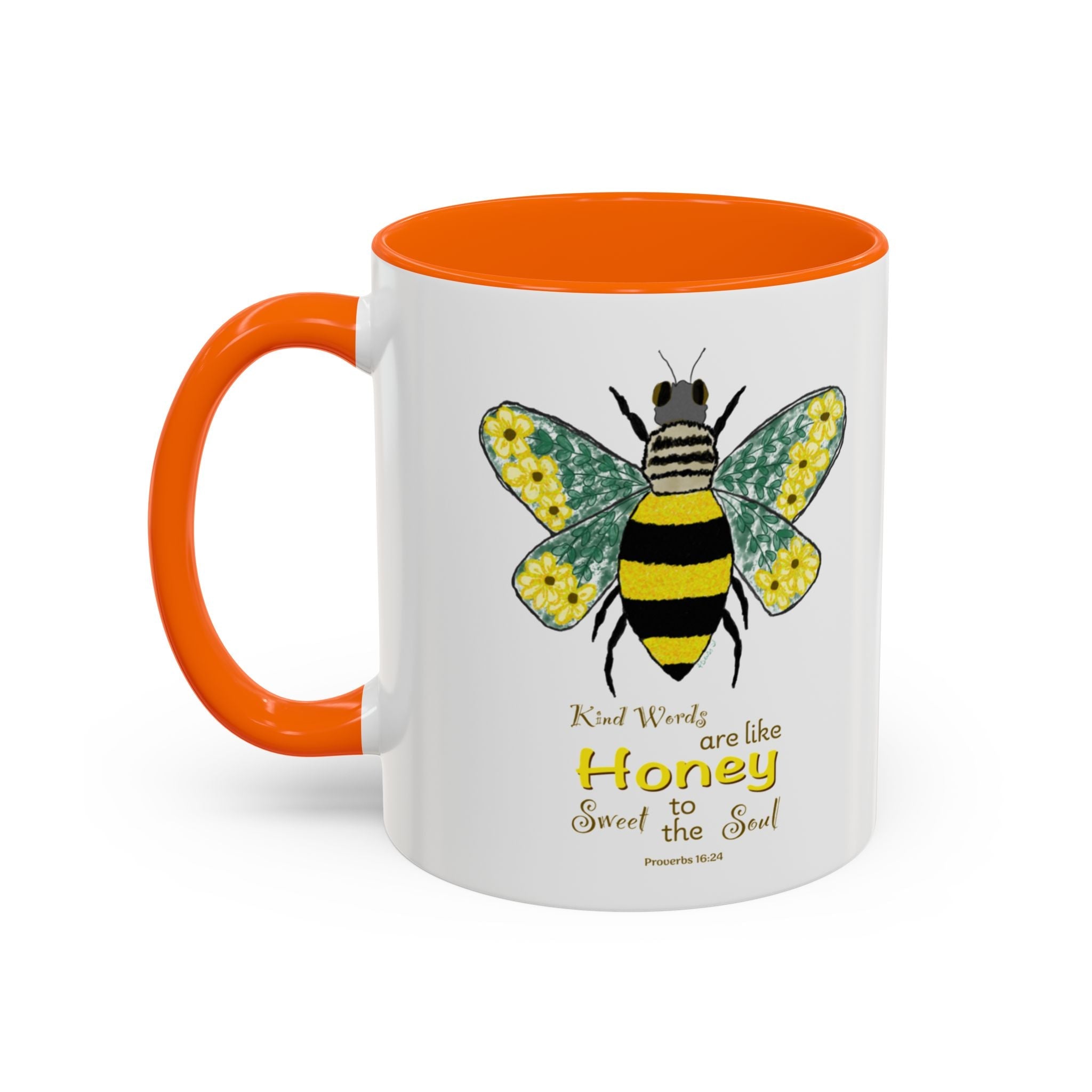 Bee Flower Two Tone Ceramic Coffee Mugs - Blue Cava