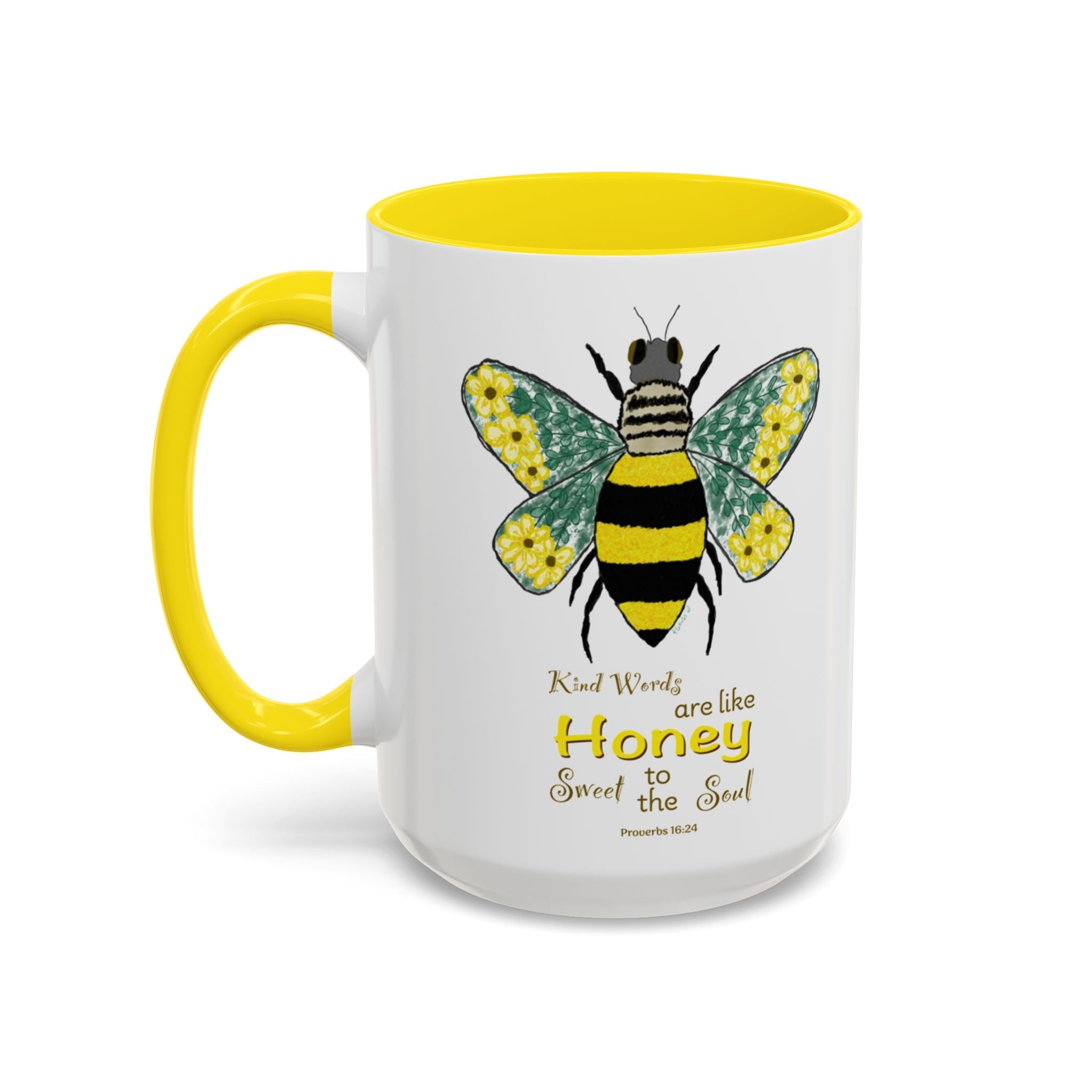 Bee Flower Two Tone Ceramic Coffee Mugs - Blue Cava