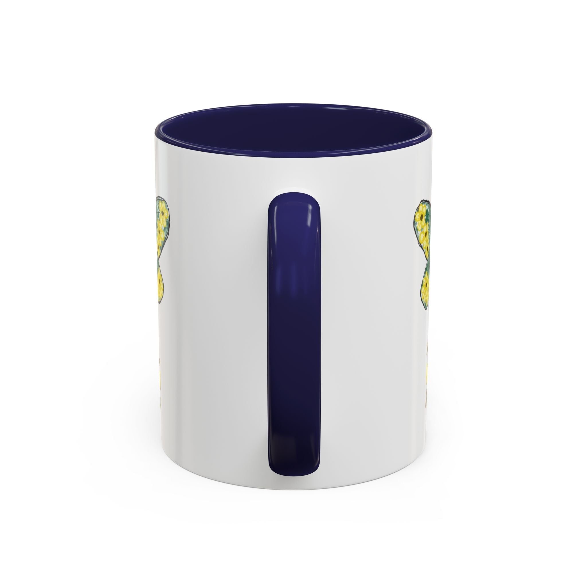 Bee Flower Two Tone Ceramic Coffee Mugs - Blue Cava