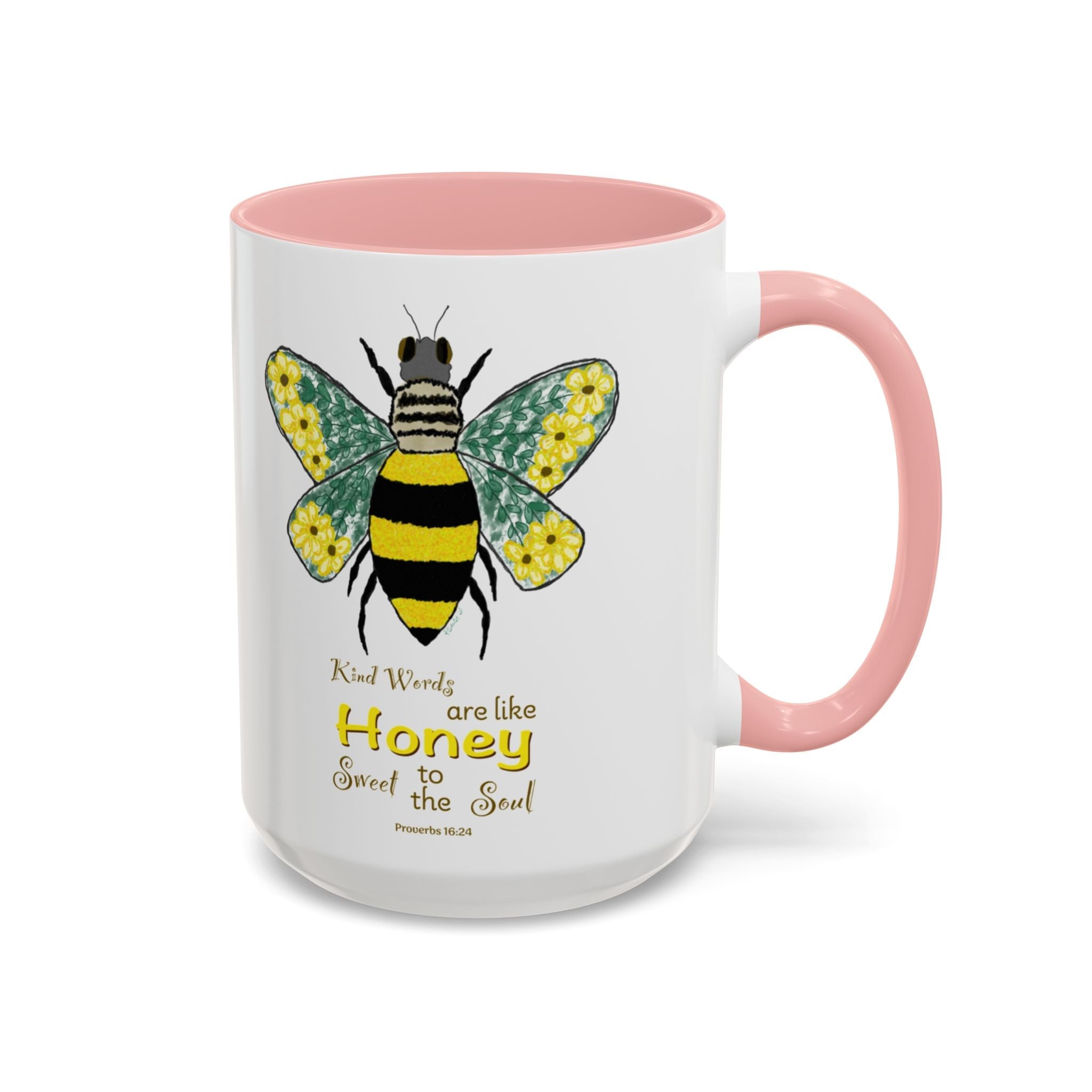Bee Flower Two Tone Ceramic Coffee Mugs - Blue Cava