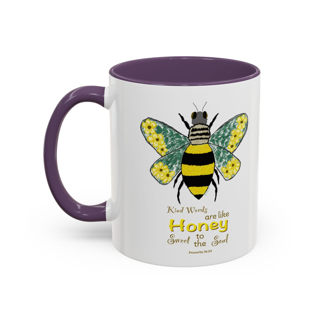 Bee Flower Two Tone Ceramic Coffee Mugs - Blue Cava