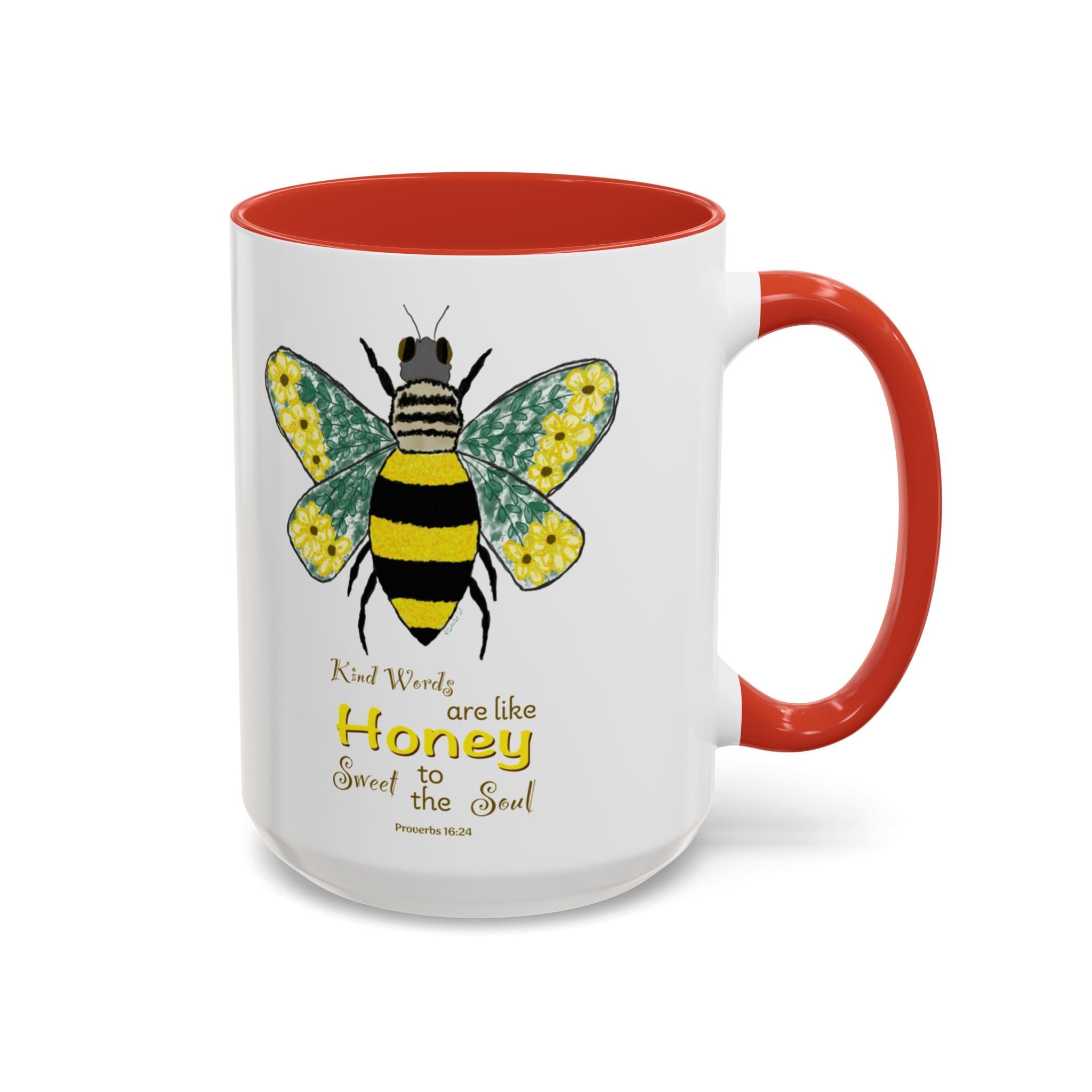 Bee Flower Two Tone Ceramic Coffee Mugs - Blue Cava