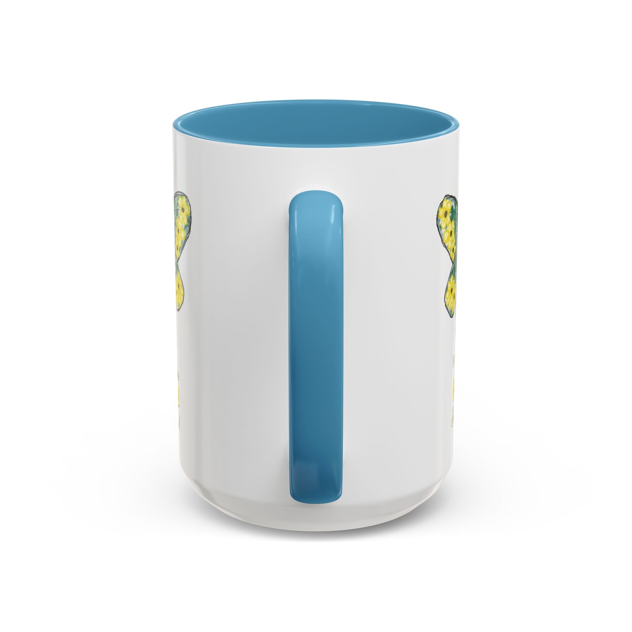 Bee Flower Two Tone Ceramic Coffee Mugs - Blue Cava