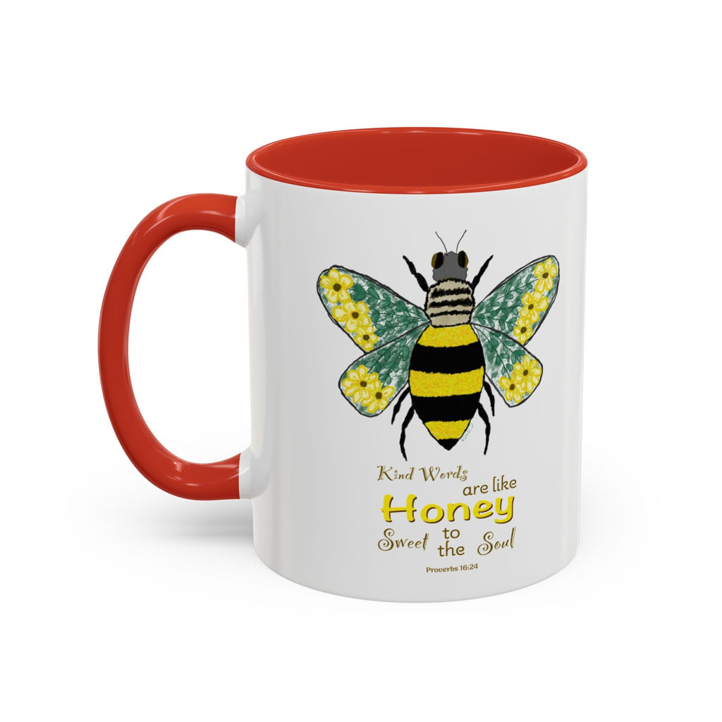 Bee Flower Two Tone Ceramic Coffee Mugs - Blue Cava