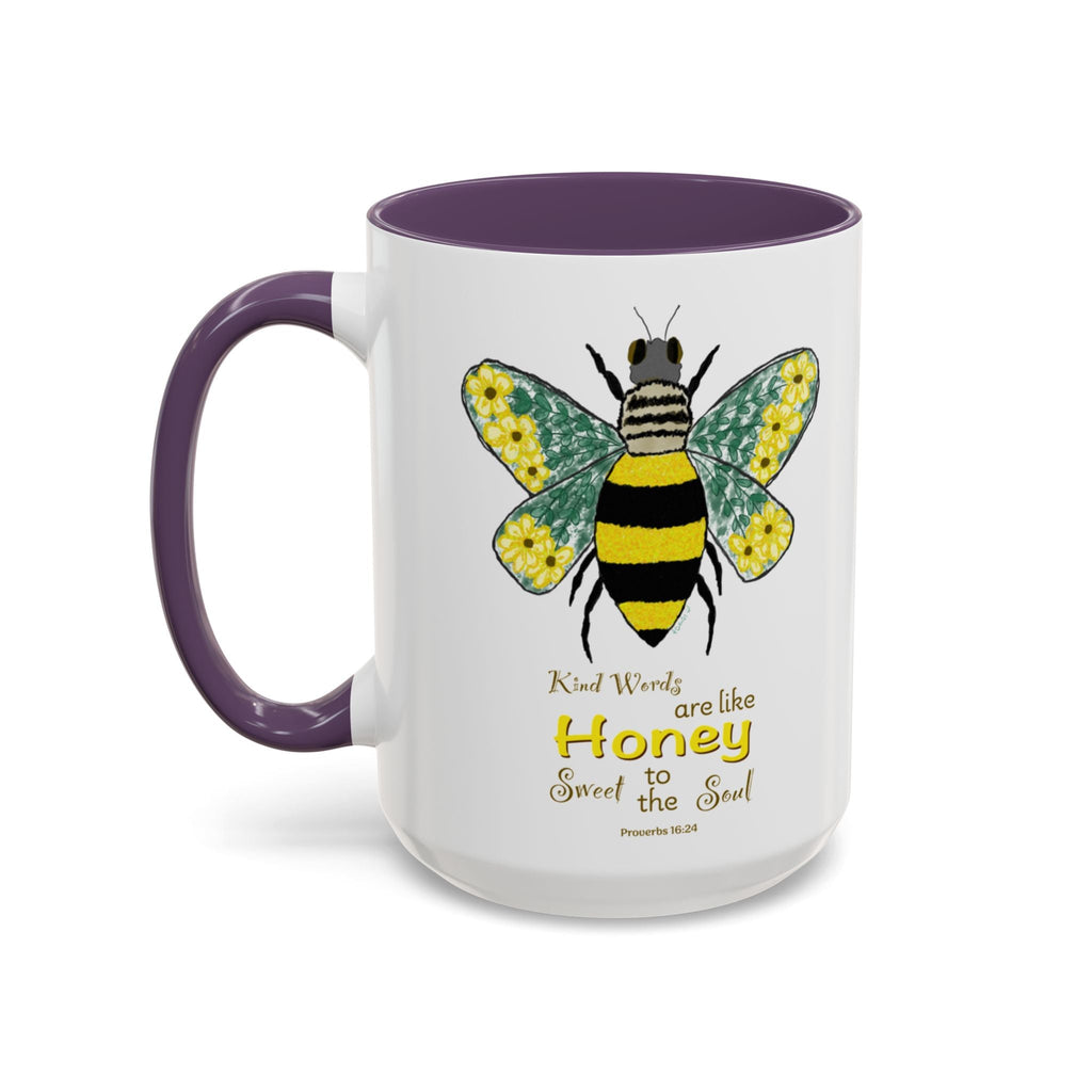 Bee Flower Two Tone Ceramic Coffee Mugs - Blue Cava