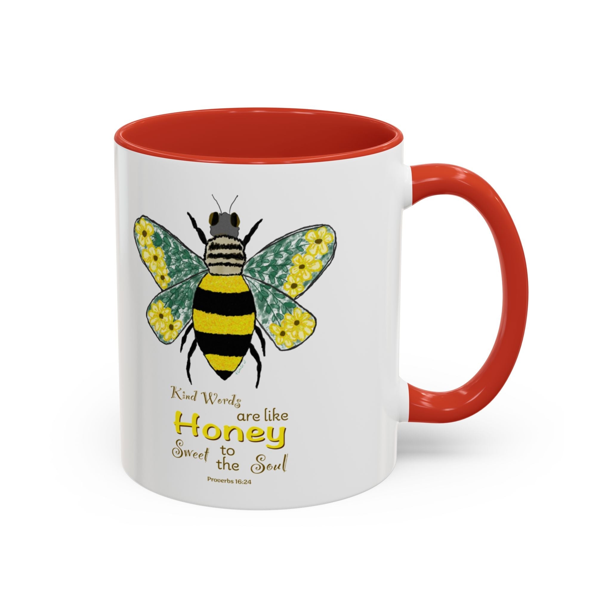 Bee Flower Two Tone Ceramic Coffee Mugs - Blue Cava