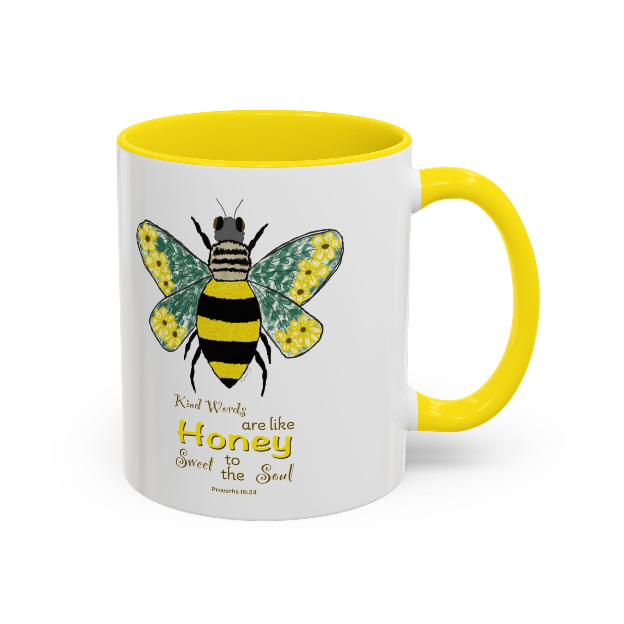 Bee Flower Two Tone Ceramic Coffee Mugs - Blue Cava