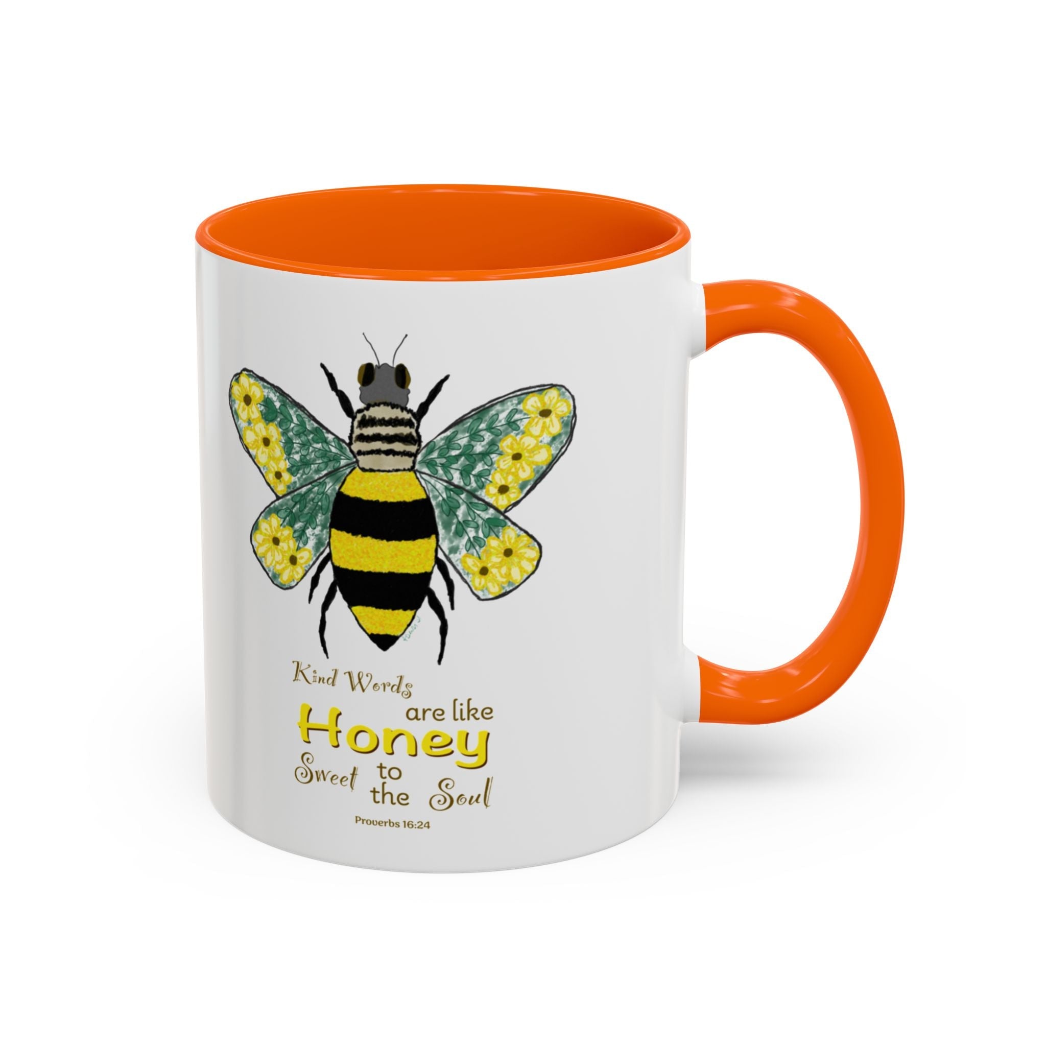 Bee Flower Two Tone Ceramic Coffee Mugs - Blue Cava