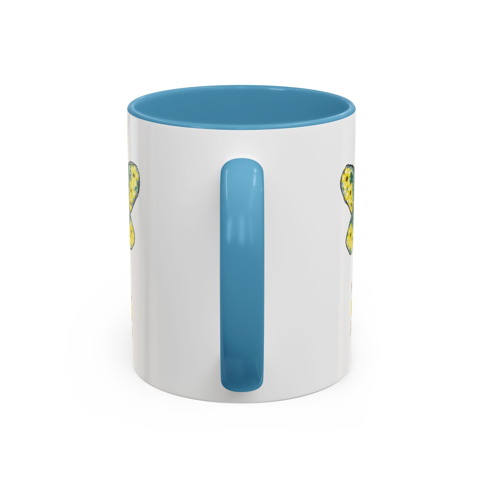 Bee Flower Two Tone Ceramic Coffee Mugs - Blue Cava