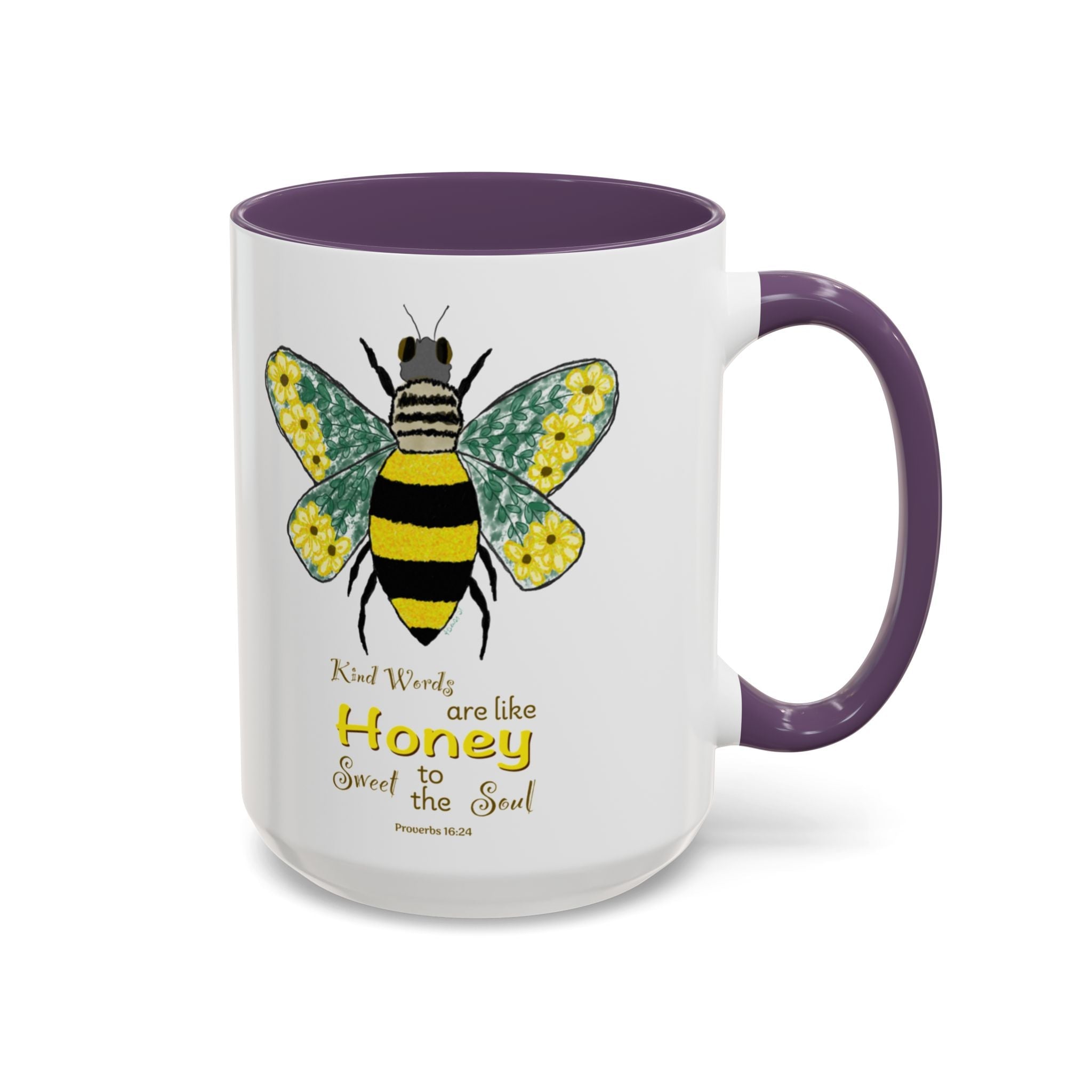 Bee Flower Two Tone Ceramic Coffee Mugs - Blue Cava