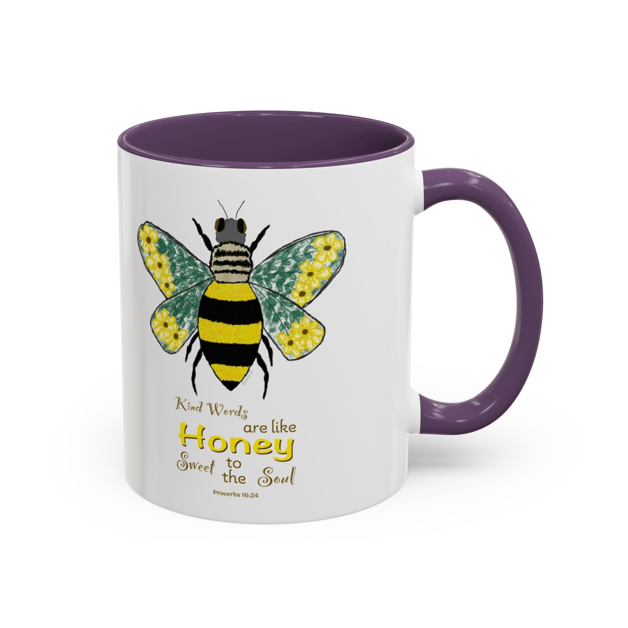Bee Flower Two Tone Ceramic Coffee Mugs - Blue Cava
