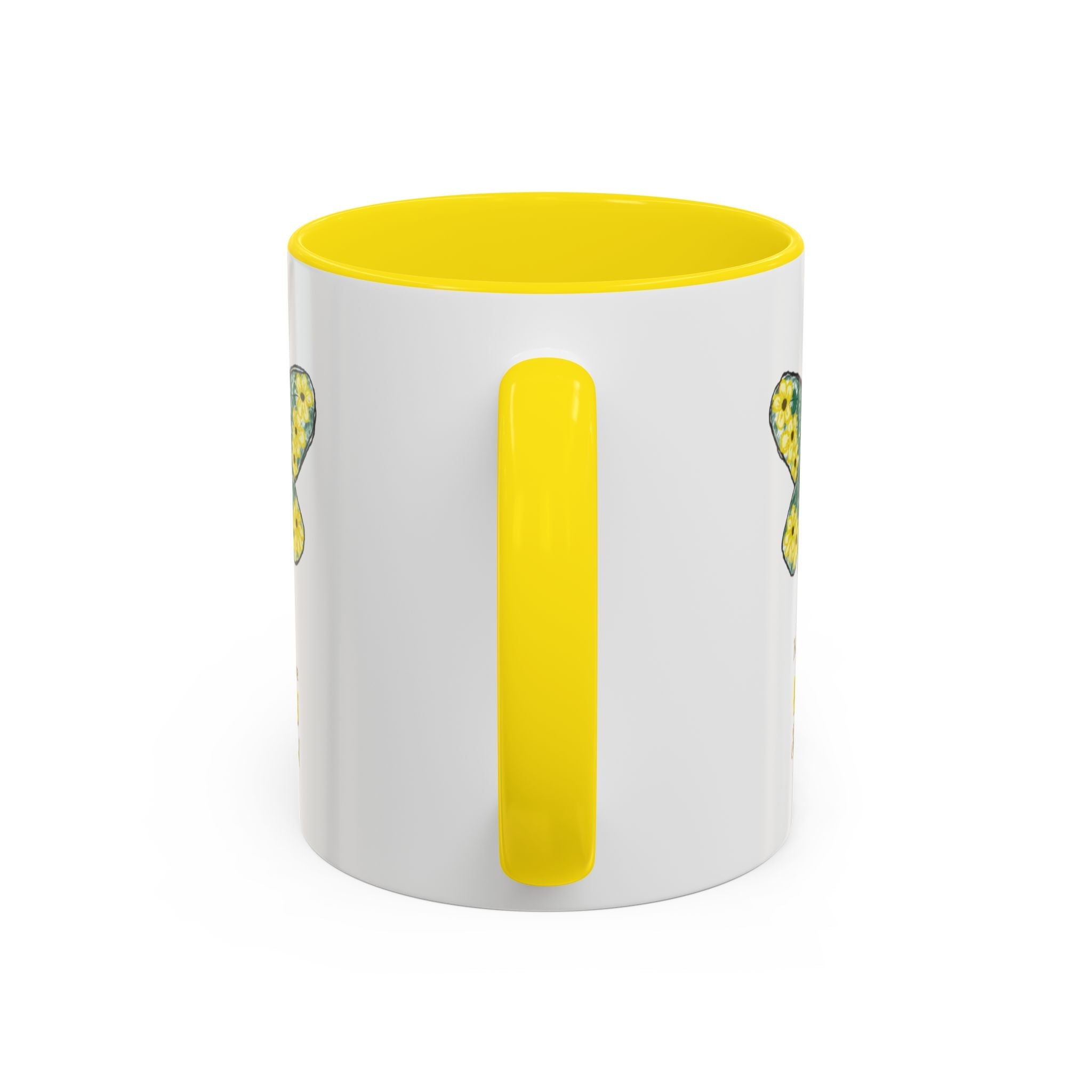 Bee Flower Two Tone Ceramic Coffee Mugs - Blue Cava