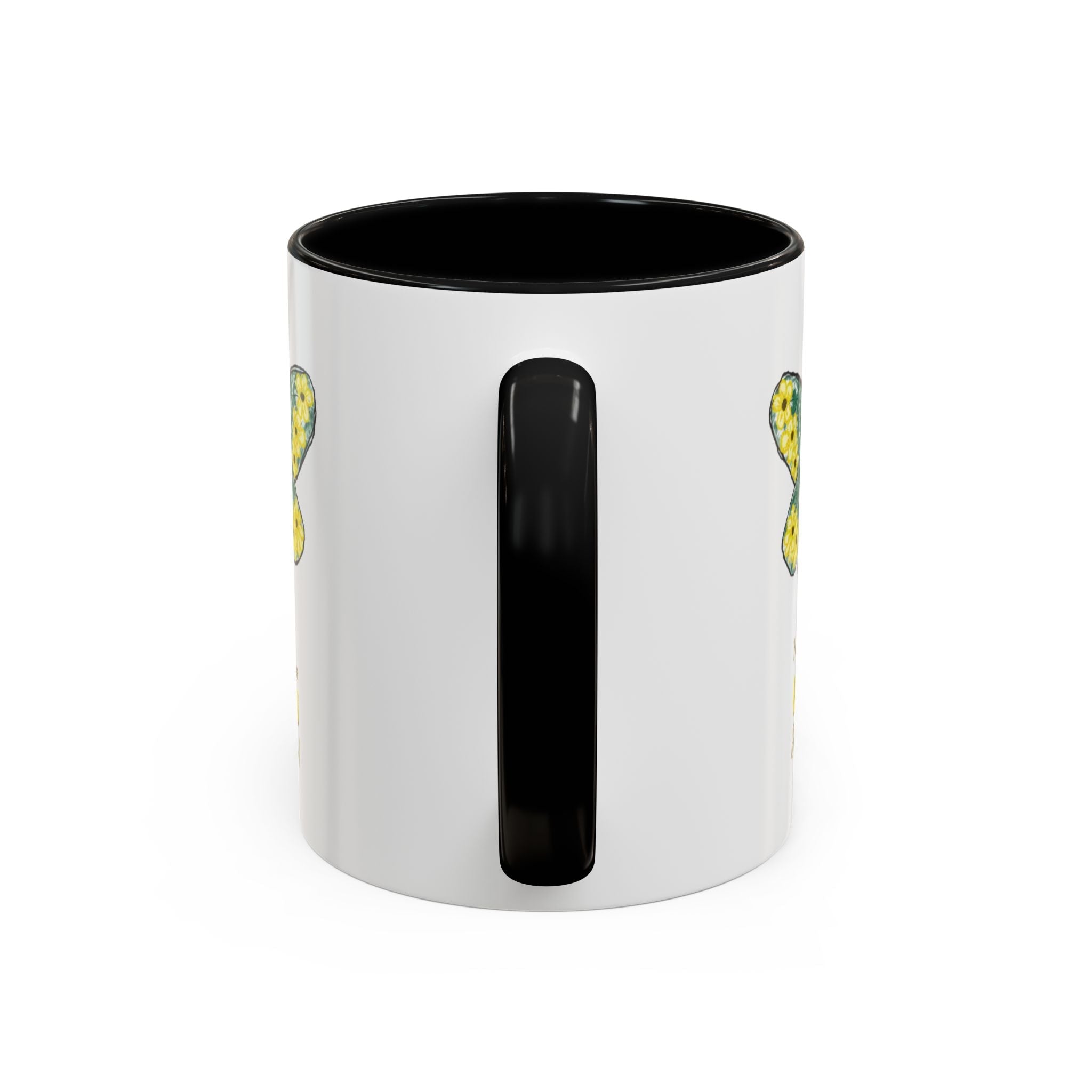 Bee Flower Two Tone Ceramic Coffee Mugs - Blue Cava